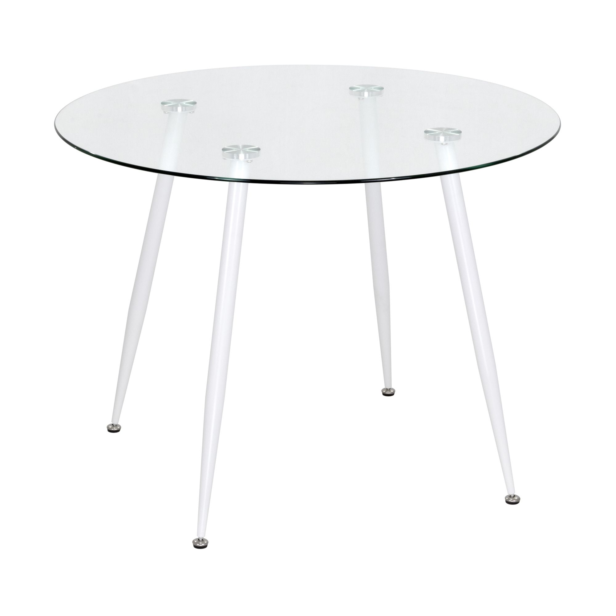 Esszimmer-Tisch CORIN | Tischplatte: Transparentes Glas | Beine: Weiß Esszimmer-Tisch CORIN | Tischplatte: Transparentes Glas | Beine: Weiß 80 cm