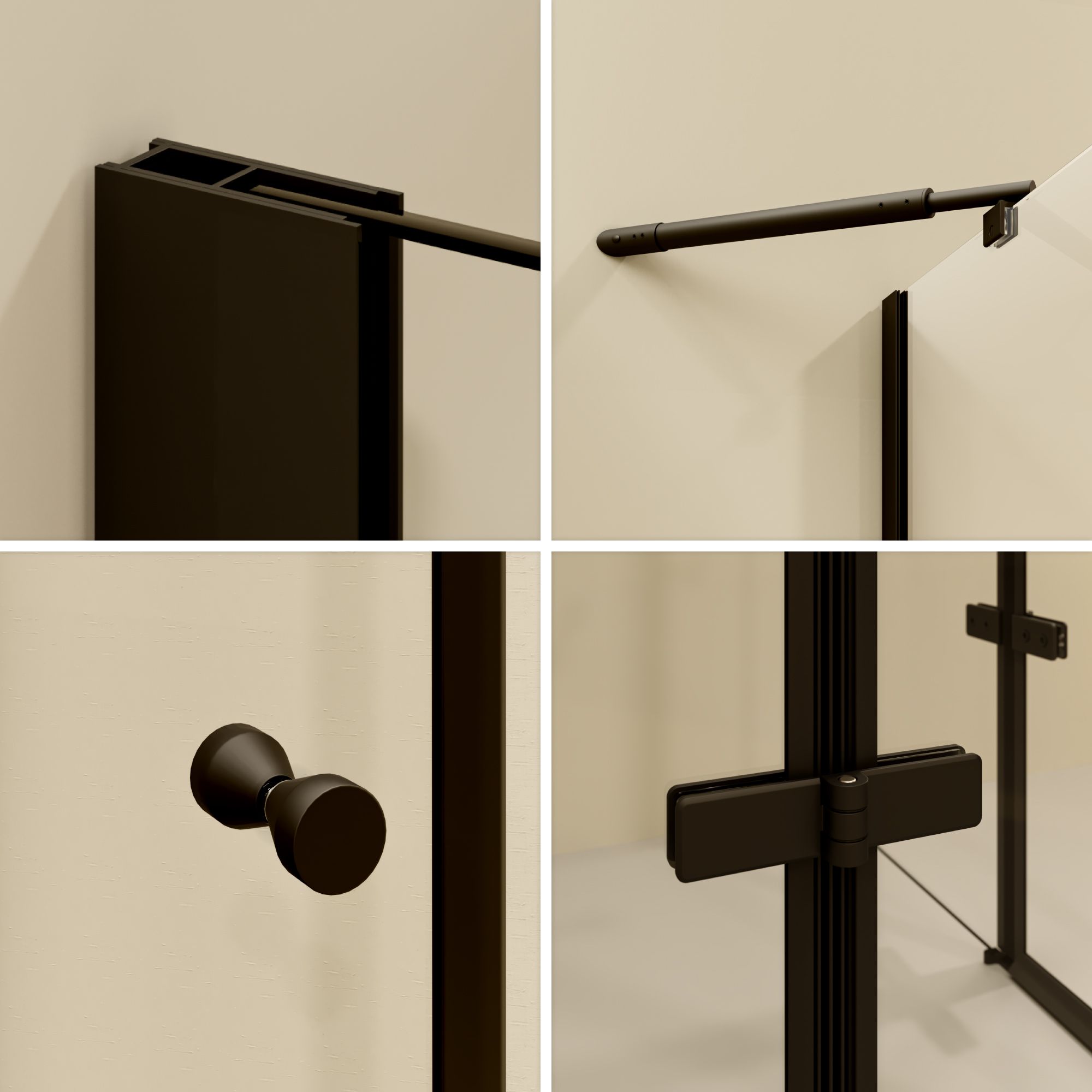 Eckeinstieg Alice BLACK mit Klapptüren aus ESG Sicherheitsglas Eckeinstieg Alice BLACK mit Klapptüren aus ESG Sicherheitsglas