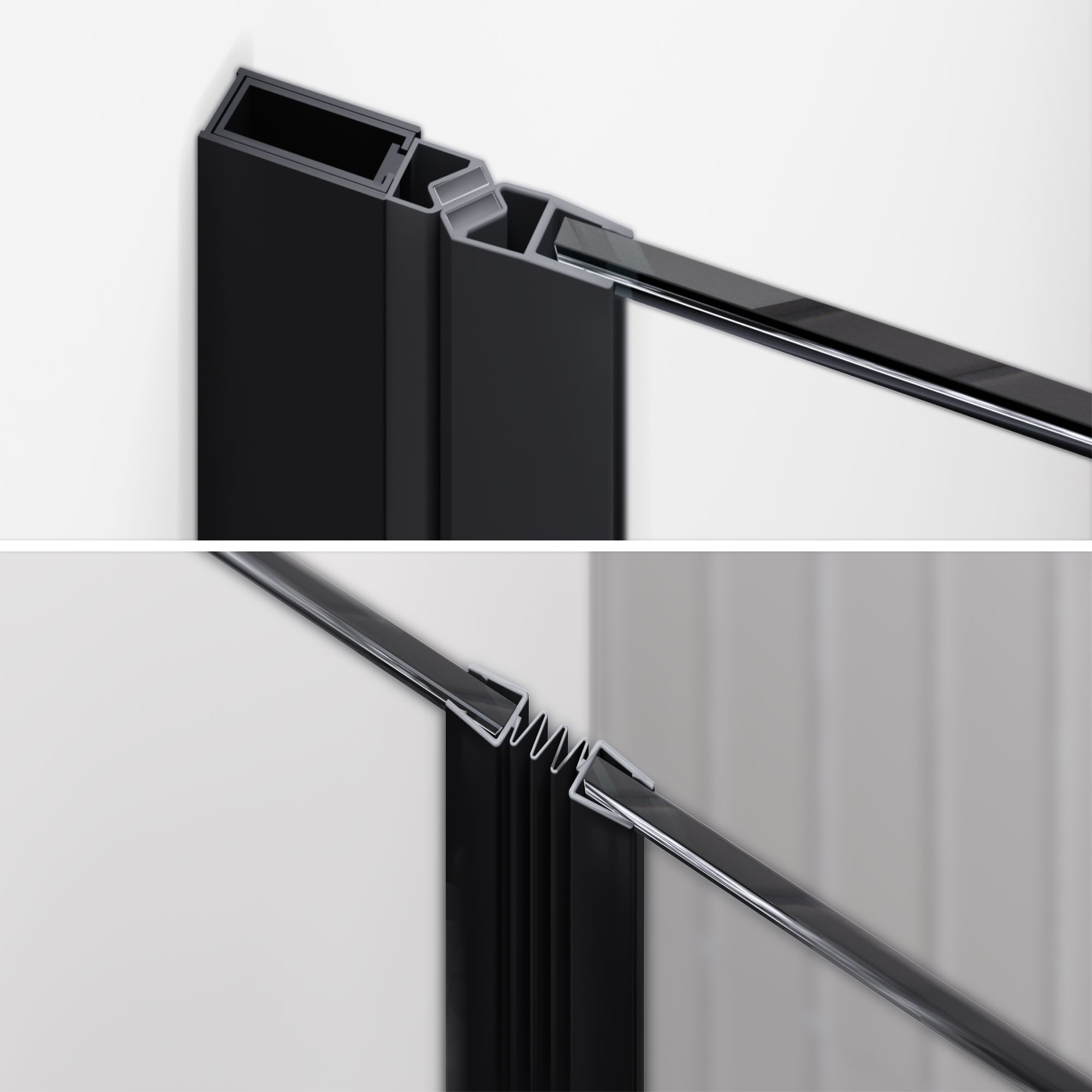 Duschtür Mila mit Falttür aus klarem ESG Sicherheitsglas BLACK EDITION Duschtür Mila mit Falttür aus klarem ESG Sicherheitsglas BLACK EDITION