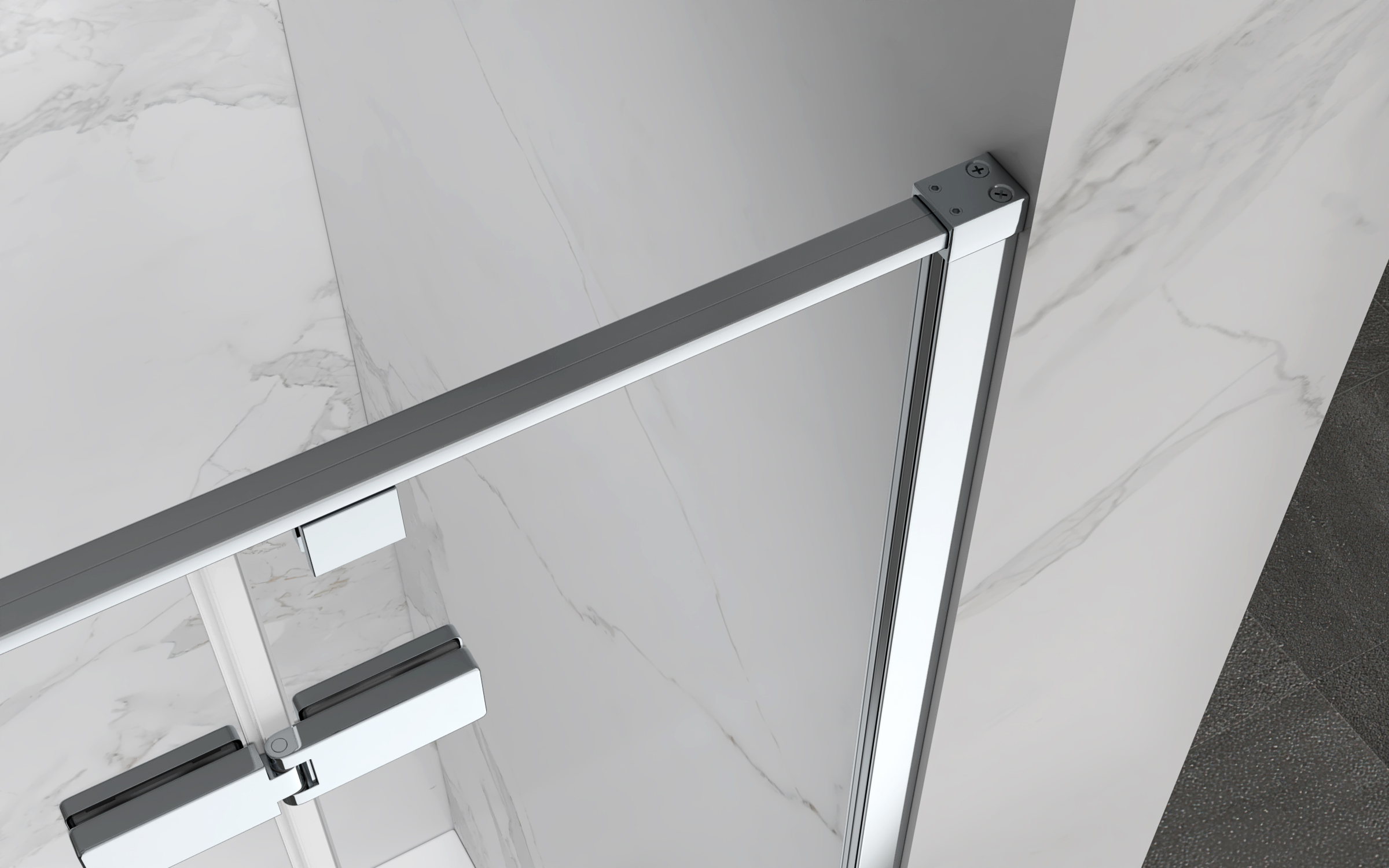 Eckeinstieg Jayla mit Drehtüren und verchromten Profilen aus ESG Sicherheitsglas 190 cm-90x90 cm