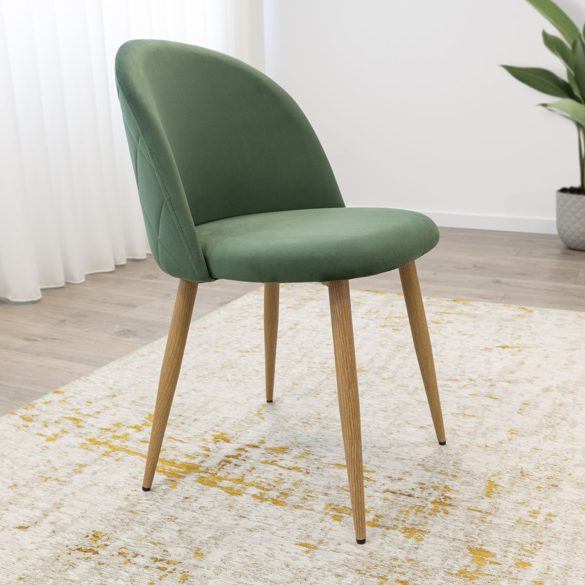 Esszimmerstuhl Wohnzimmerstuhl Bellamy Grün-Holz aus Samt Velour Esszimmerstuhl Wohnzimmerstuhl Bellamy Grün-Holz aus Samt Velour