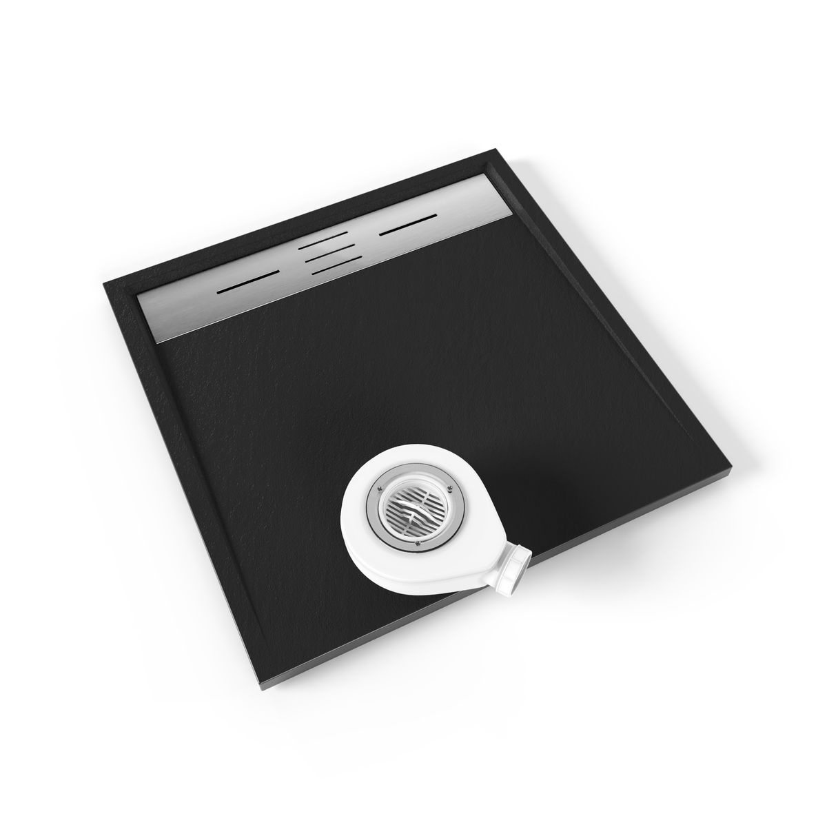 SMC Duschwanne Hiemal in Schieferoptik inkl. Ablaufgarnitur Schwarz mit Edelstahldeckel 100x100 cm SMC Duschwanne Hiemal in Schieferoptik inkl. Ablaufgarnitur Schwarz mit Edelstahldeckel 90x90 cm