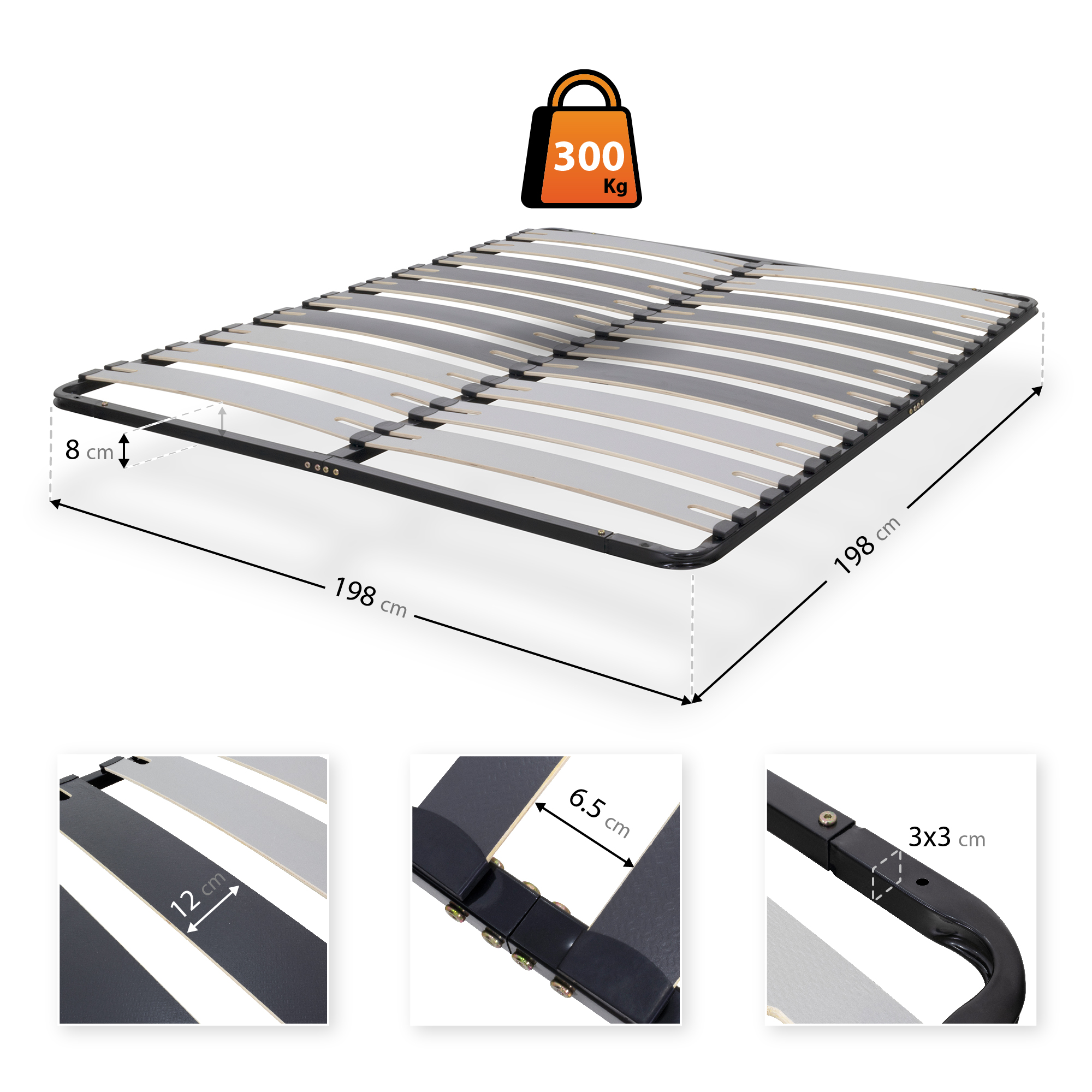 Lattenrost DECK mit stabilem Metallrahmen - für alle Matratzen geeignet 200 cm 200 cm Lattenrost DECK mit stabilem Metallrahmen - für alle Matratzen geeignet 200 cm 200 cm