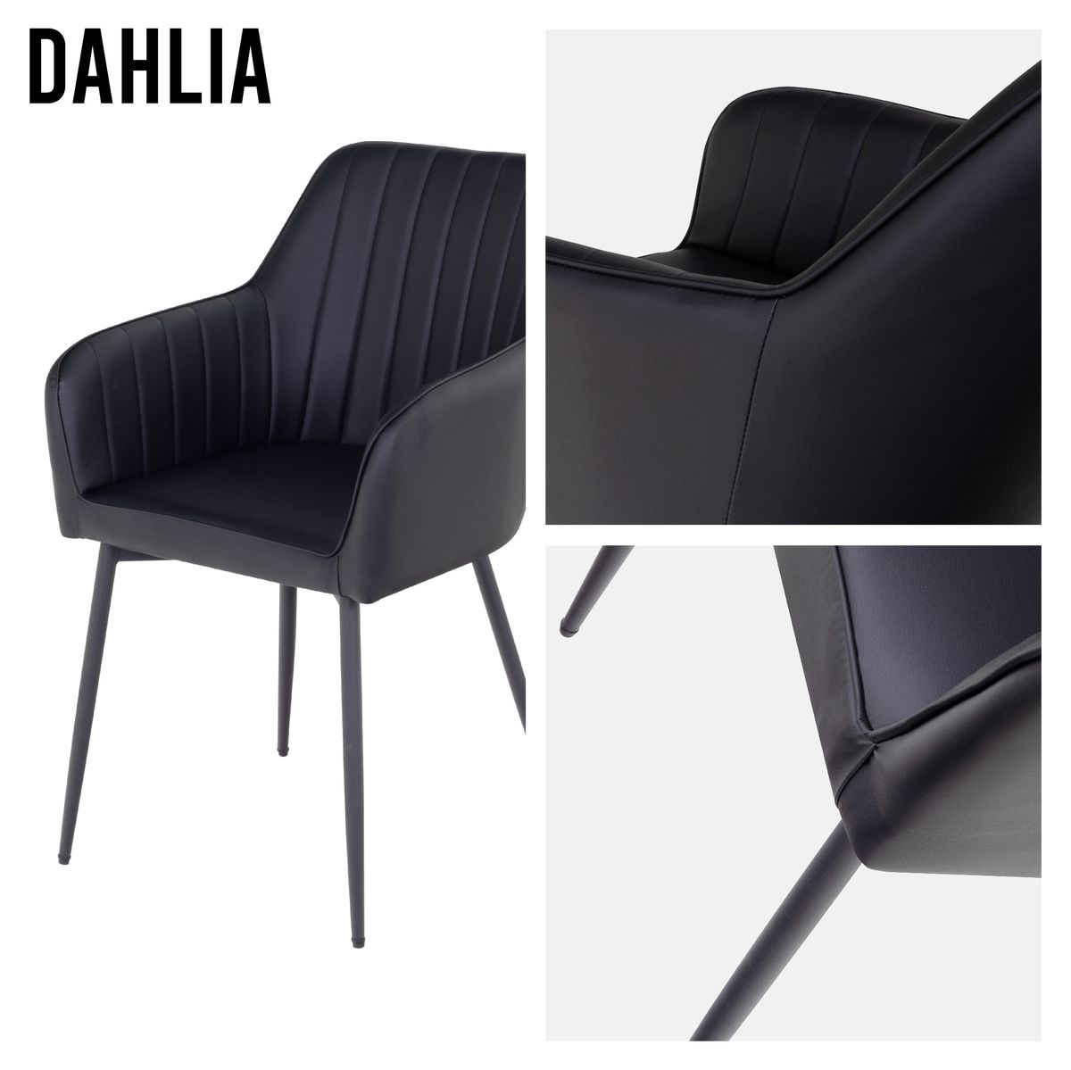 Esszimmerstuhl Wohnzimmerstuhl Dahlia Schwarz aus Samt Velour 8 Stühle
