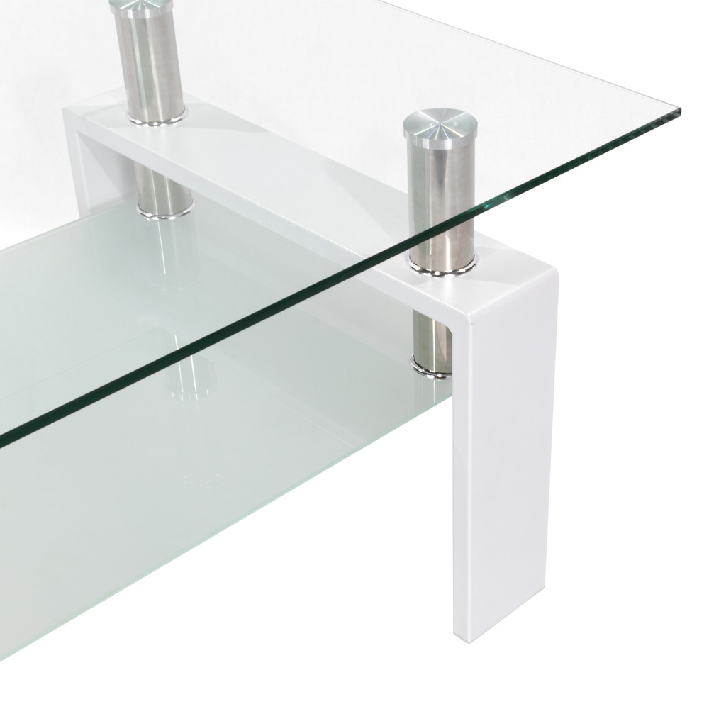 Couchtisch PORTER aus Glas/Metall mit weißem Holz