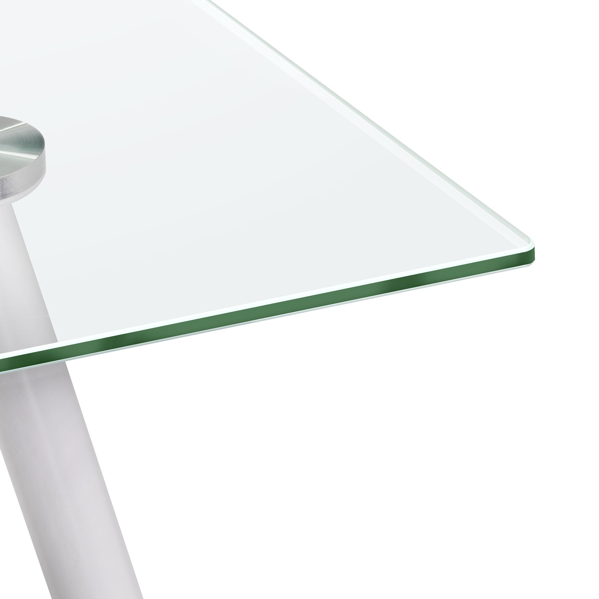 Esszimmer-Tisch BEALE | Tischplatte: Transparentes Glas | Beine: Weiß 160 cm