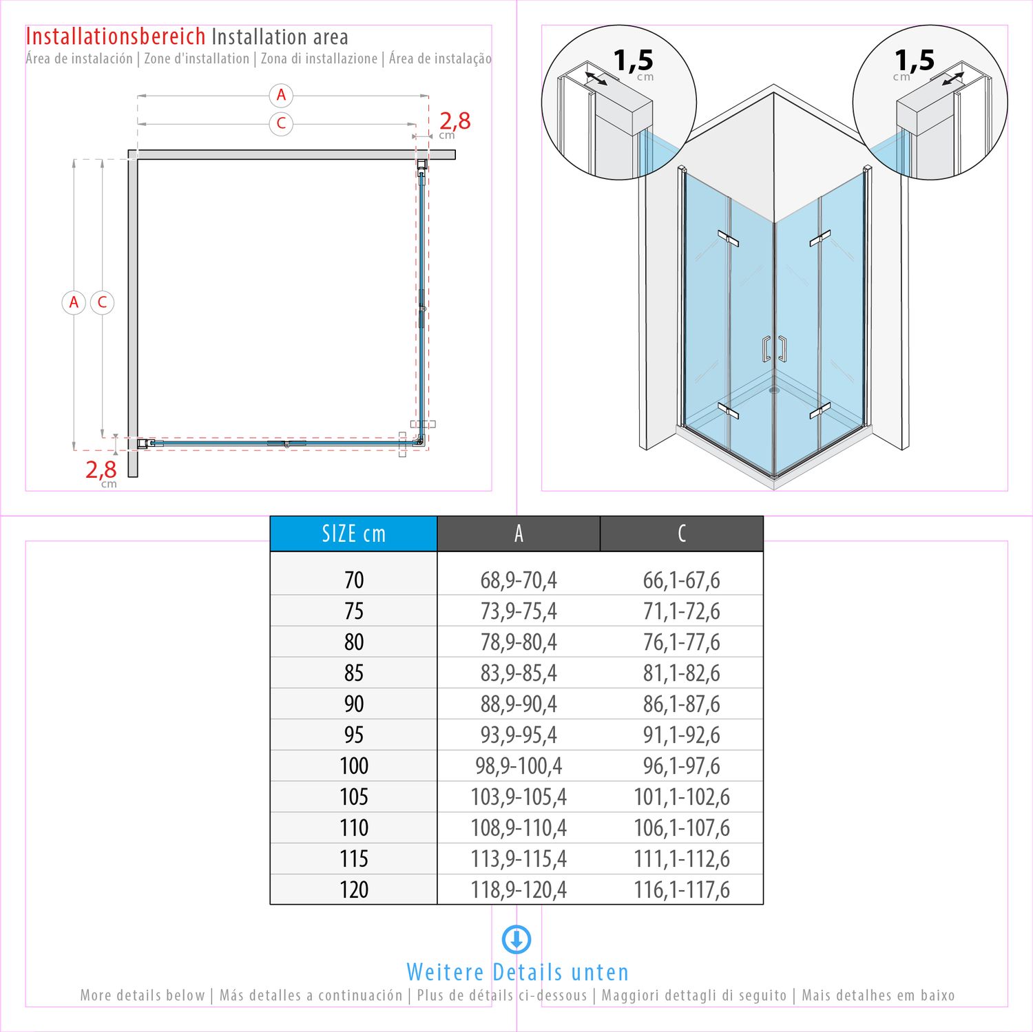 Eckeinstieg Matilde mit Falttüren aus ESG Sicherheitsglas