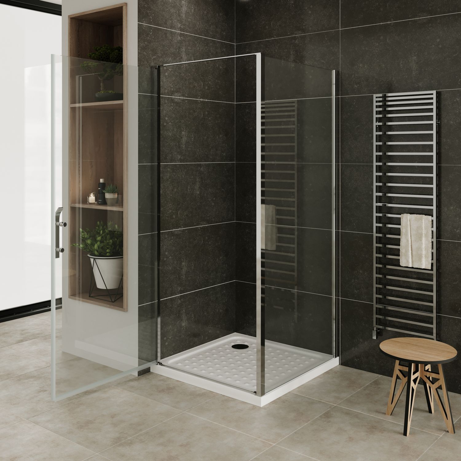 Fronteinstieg Nicole mit Klapptür aus 8 mm ESG Sicherheitsglas