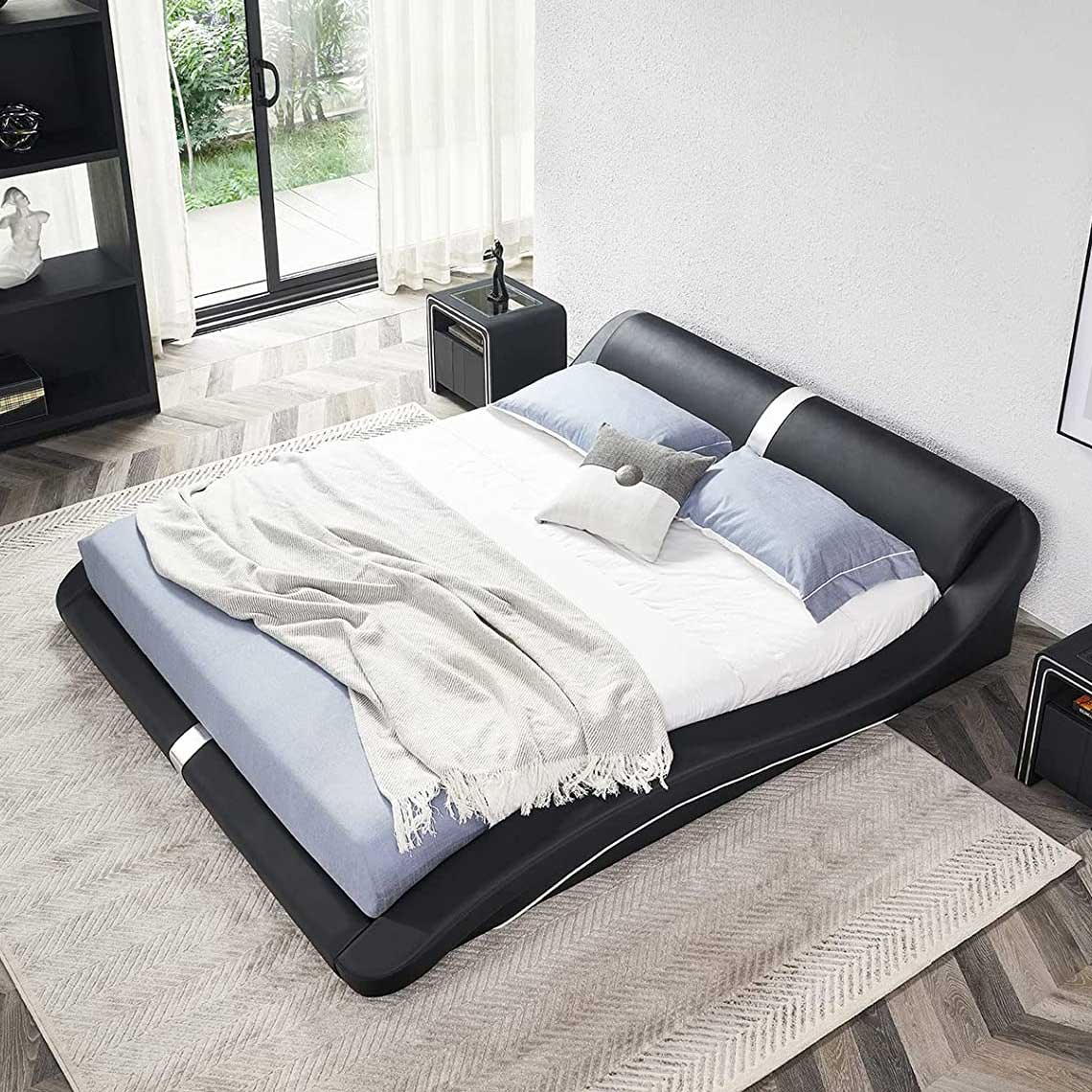 Design Polsterbett Paola in Schwarz 140x200 cm Design Polsterbett Paola in Schwarz 140x200 cm