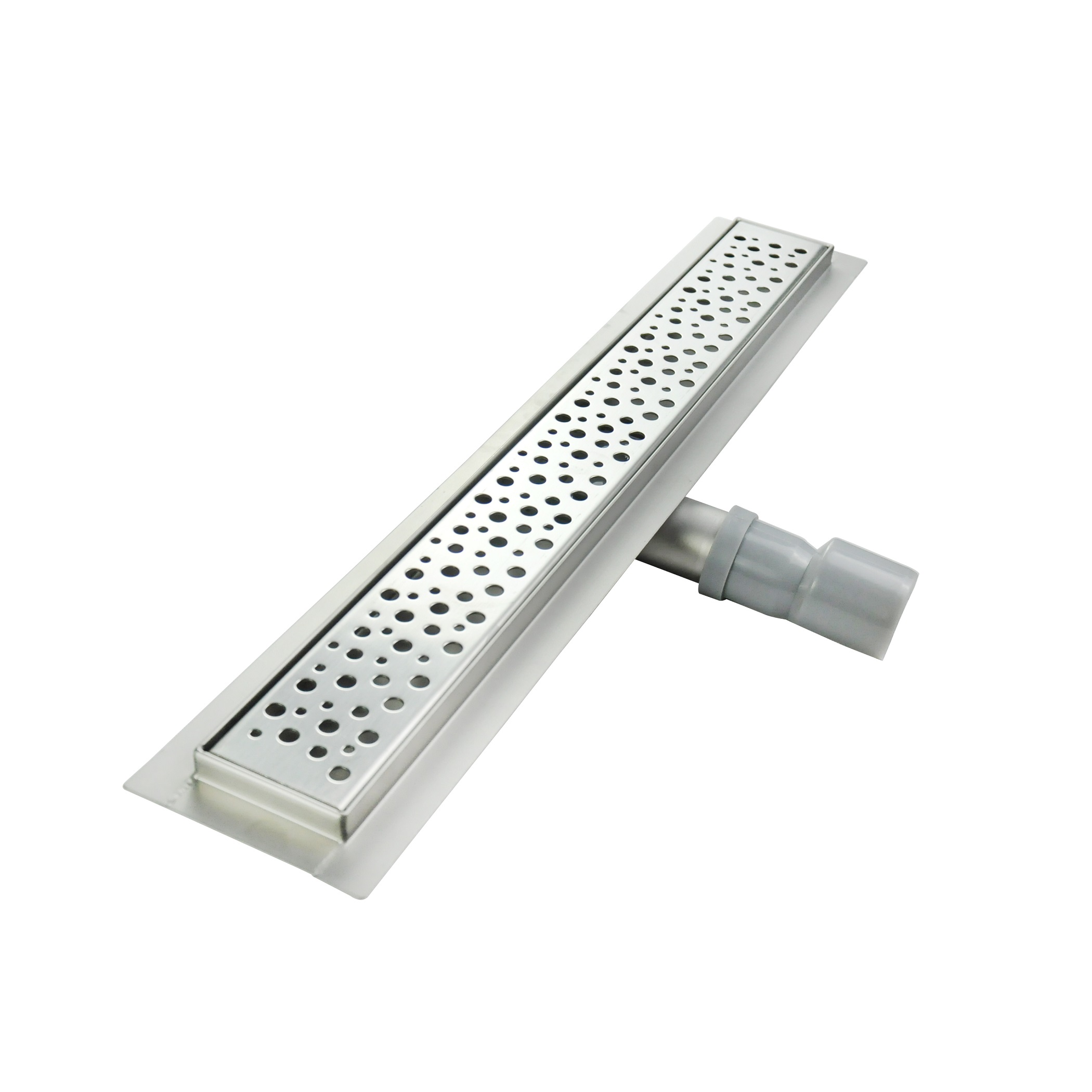 Duschrinne R5 aus Edelstahl für flache Installation mit Tropfenmuster Duschrinne R5 aus Edelstahl für flache Installation mit Tropfenmuster