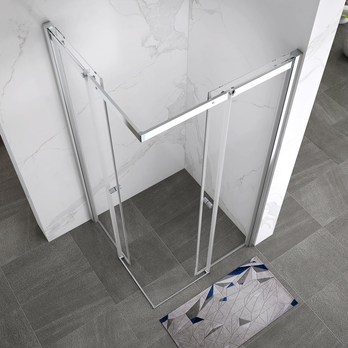 Eckeinstieg Kaylee mit Schiebetüren aus ESG Sicherheitsglas 195cm-160x160 cm