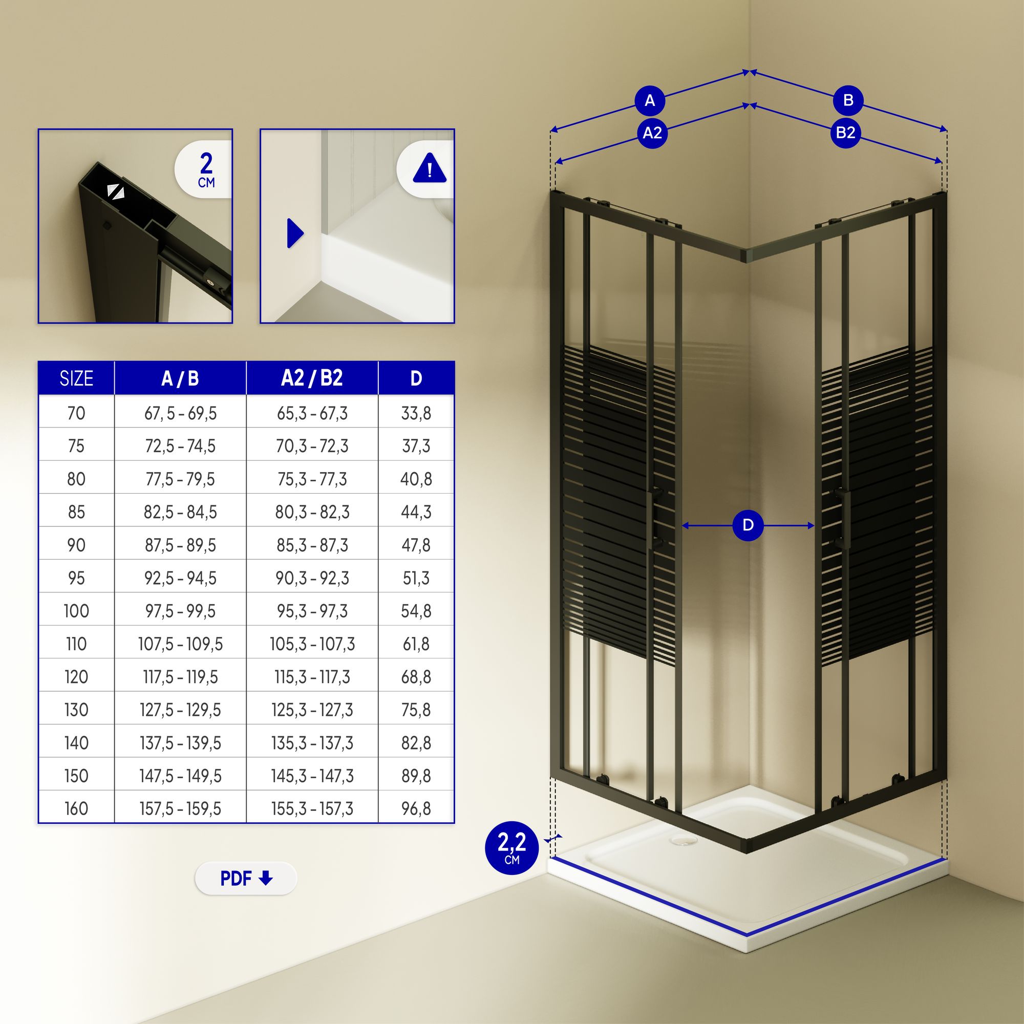 Eckeinstieg Danielle mit Schiebetüren aus schwarz gestreiftem ESG Sicherheitsglas Eckeinstieg Danielle mit Schiebetüren aus schwarz gestreiftem ESG Sicherheitsglas