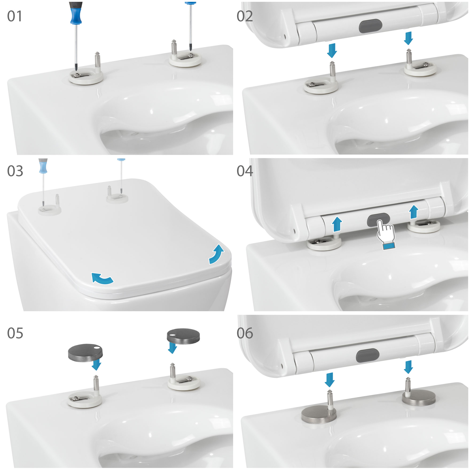 Toilette Hänge WC Spülrandlos inkl. WC Sitz mit Softclose Absenkautomatik NERA