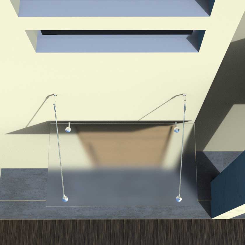 Glasvordach Edelstahl Türvordach Glas Halterung Haustür Satiniert VSG - diverse Größen