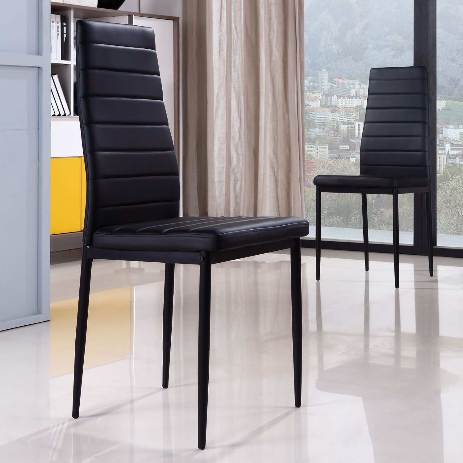 Esszimmerstuhl Shirley Schwarz Küchenstuhl aus hochwertigem Kunstleder Esszimmerstuhl Gusto Weiß Küchenstuhl aus Holz mit Sitzschale + Sitzkissen aus Kunstleder 6 Stück