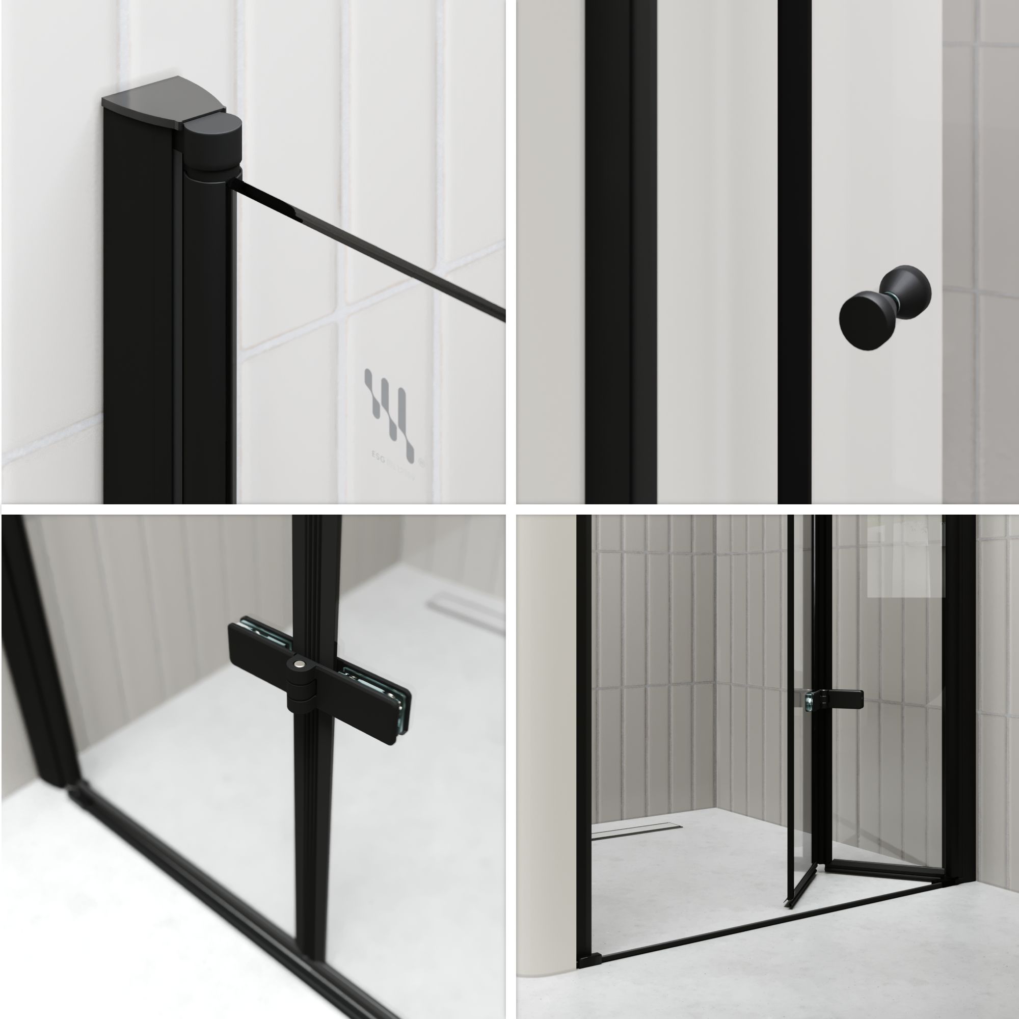 Duschtür Mila mit Falttür aus klarem ESG Sicherheitsglas BLACK EDITION Duschtür Mila mit Falttür aus klarem ESG Sicherheitsglas BLACK EDITION