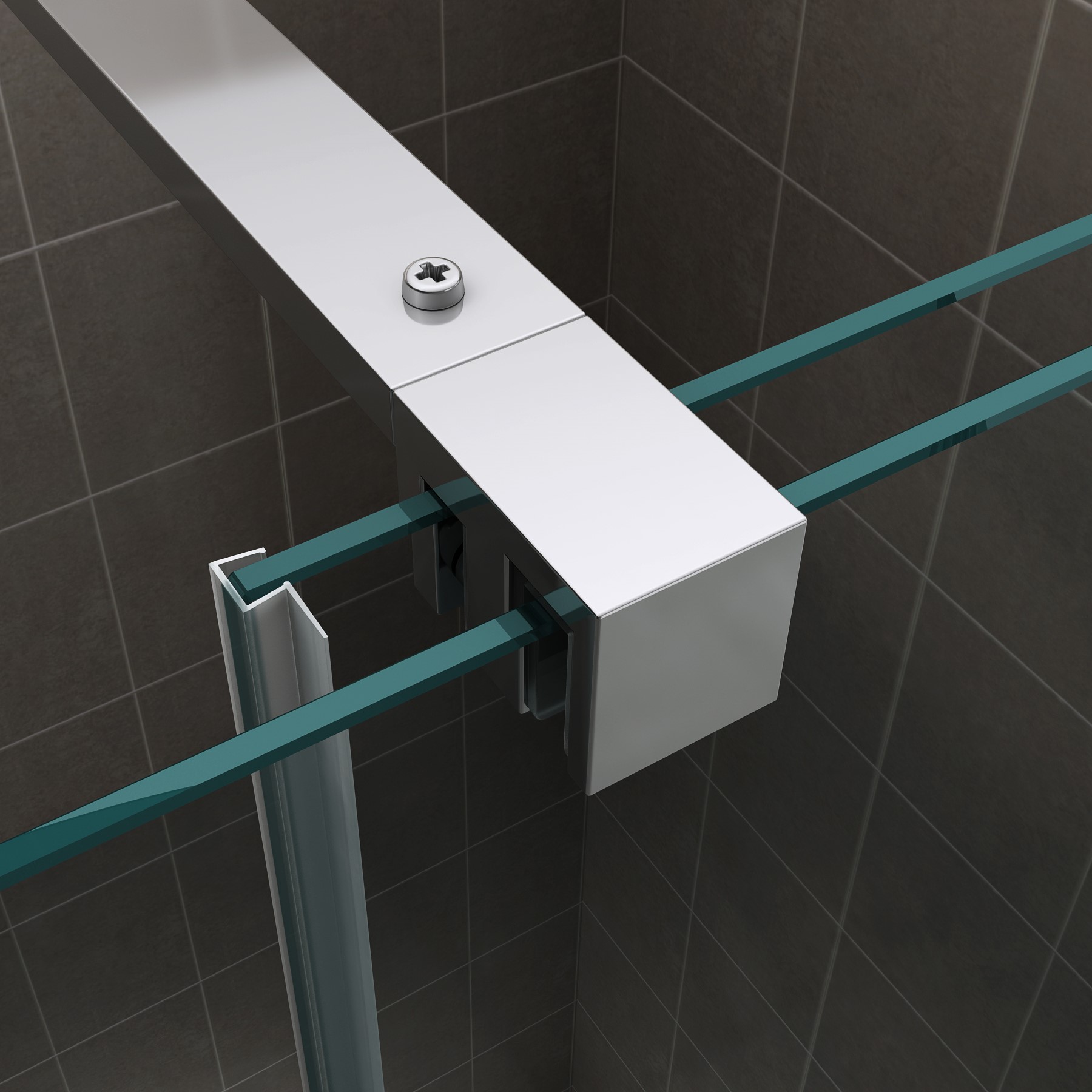 Walk In Duschwand mit Schiebetür NADINE in Chrom Duschabtrennung aus 8mm ESG Nano - Links und Rechts montierbar 120x200 cm Walk In Duschwand mit Schiebetür NADINE in Chrom Duschabtrennung aus 8mm ESG Nano - Links und Rechts montierbar 180x200 cm