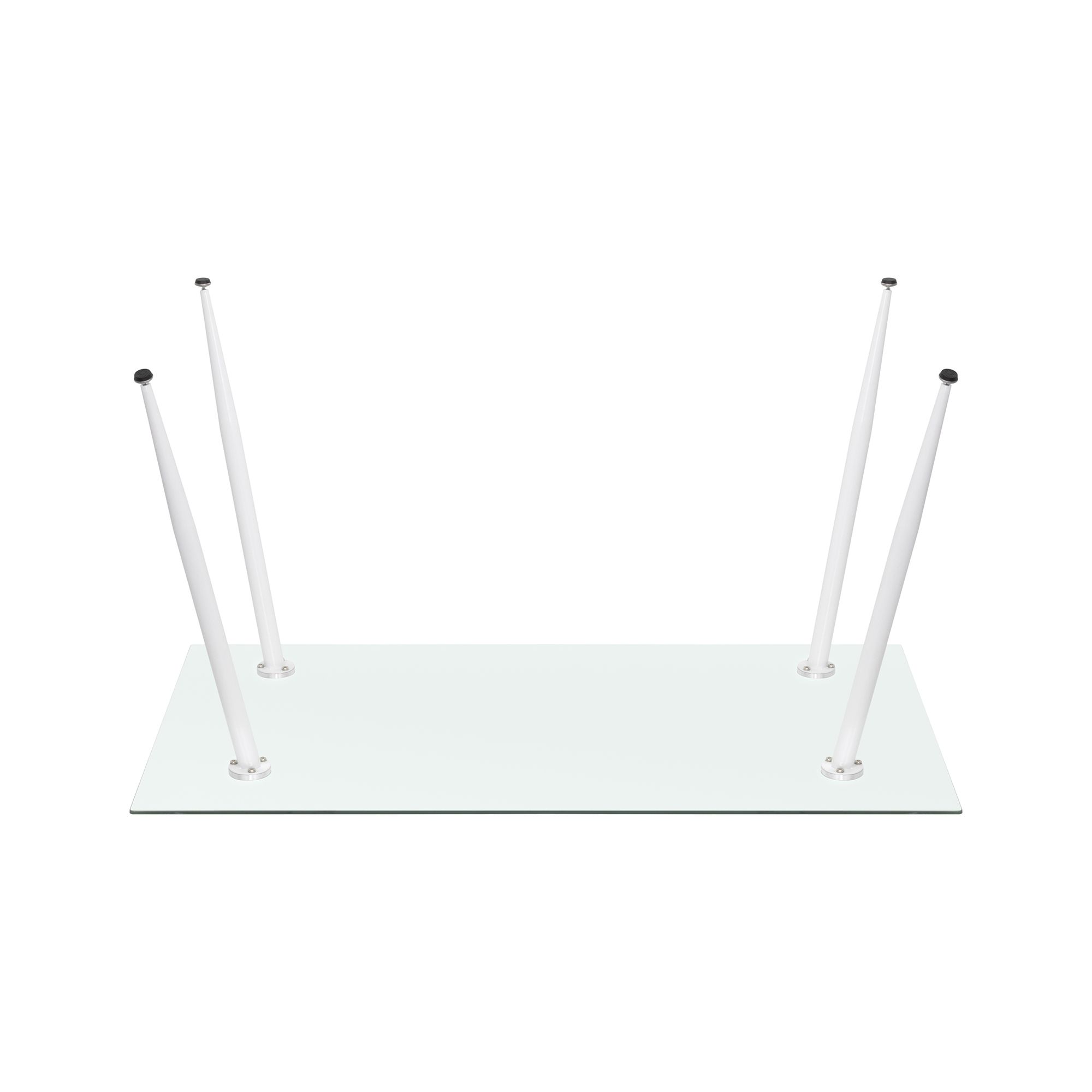 Esszimmer-Tisch BEALE | Tischplatte: Transparentes Glas | Beine: Weiß 160 cm