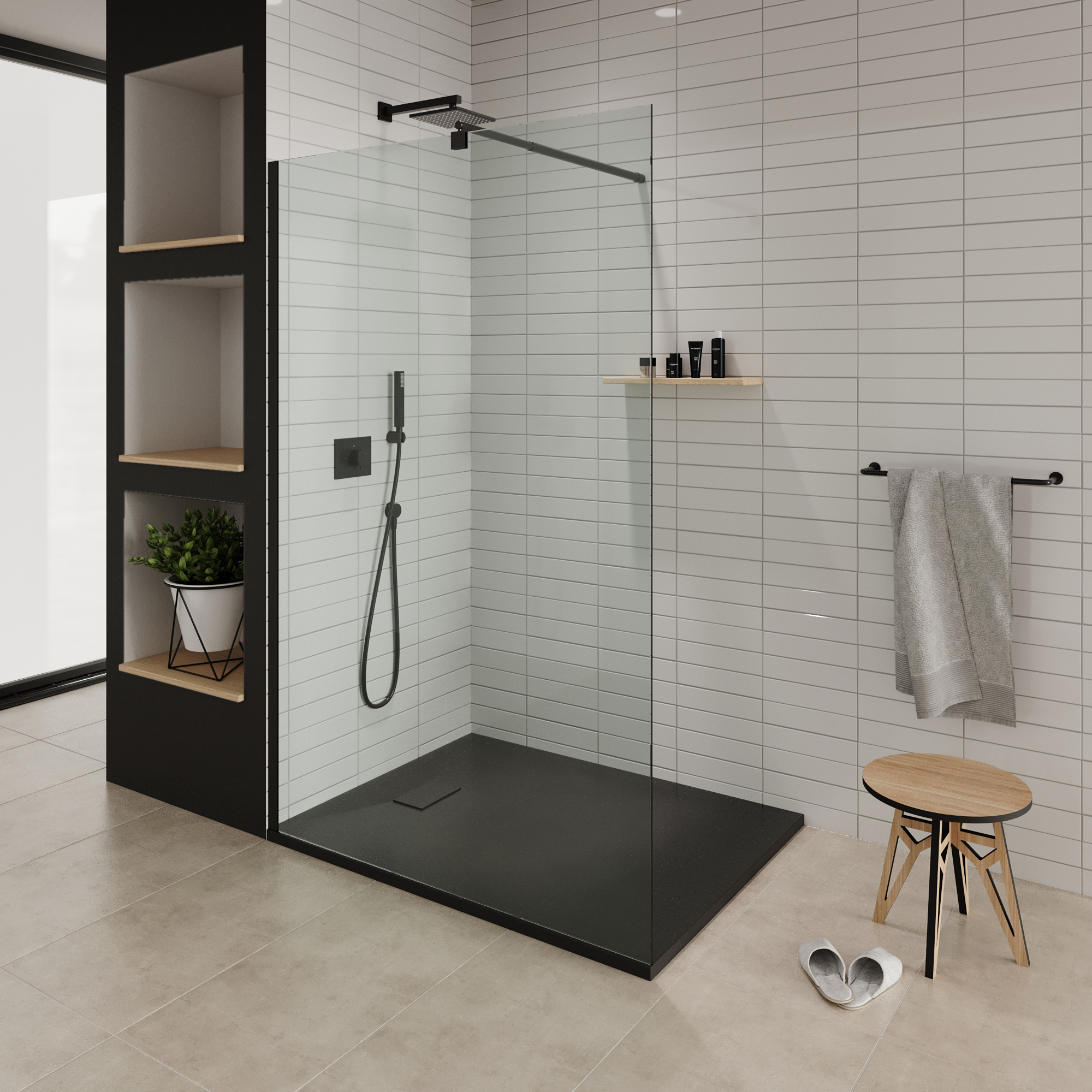 SMC Duschwanne Boreal in Stein-Optik inkl. Ablaufgarnitur - Schwarz SMC Duschwanne Boreal in Stein-Optik inkl. Ablaufgarnitur - Schwarz