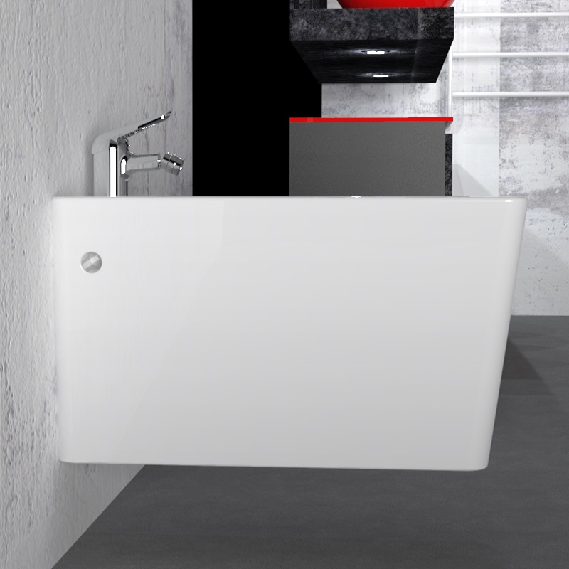 Wand Hänge Bidet Weiß inkl. Armatur (Mischbatterie) CUBE