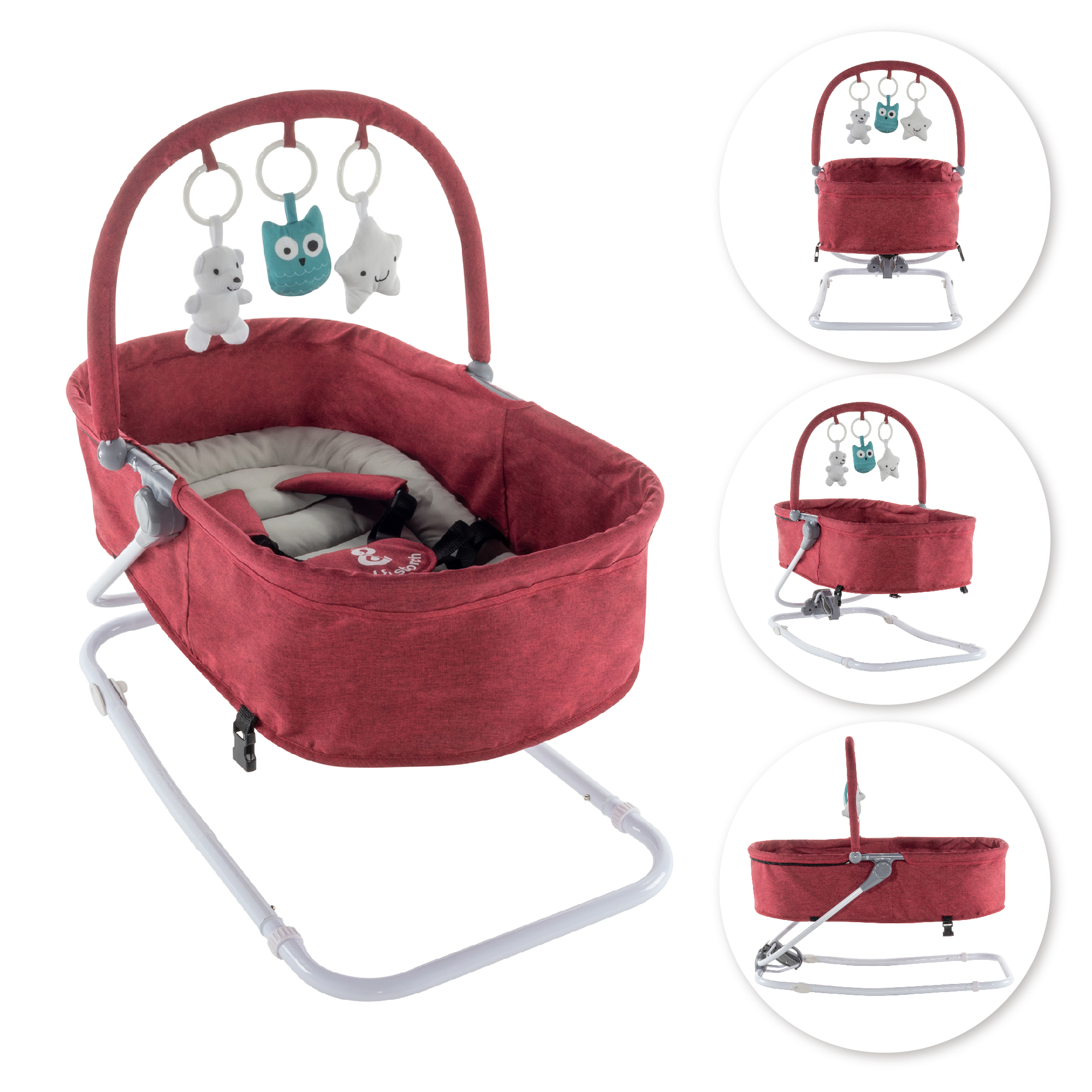 Babywippe PAVO mit Wiegenfunktion und Spielebogen Babywippe PAVO mit Wiegenfunktion und Spielebogen