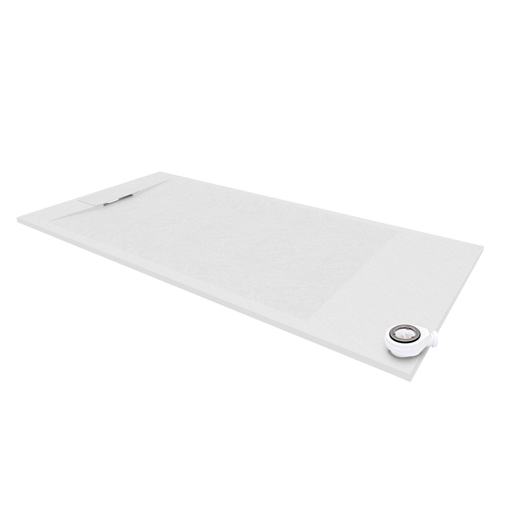 SMC Duschwanne Polar in Stein-Optik inkl. Ablaufgarnitur - Weiß