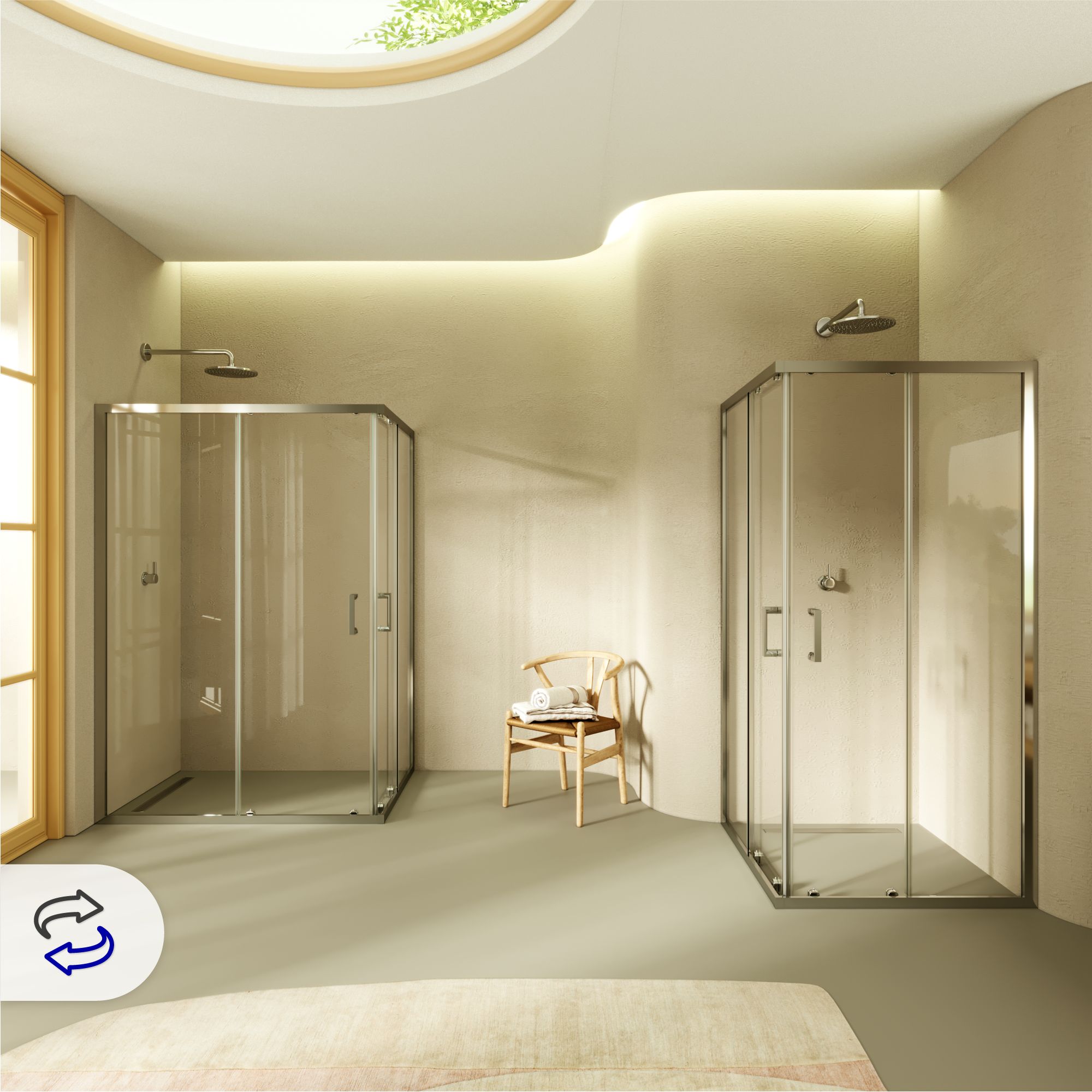 Eckeinstieg Diana mit Schiebetüren aus ESG Sicherheitsglas