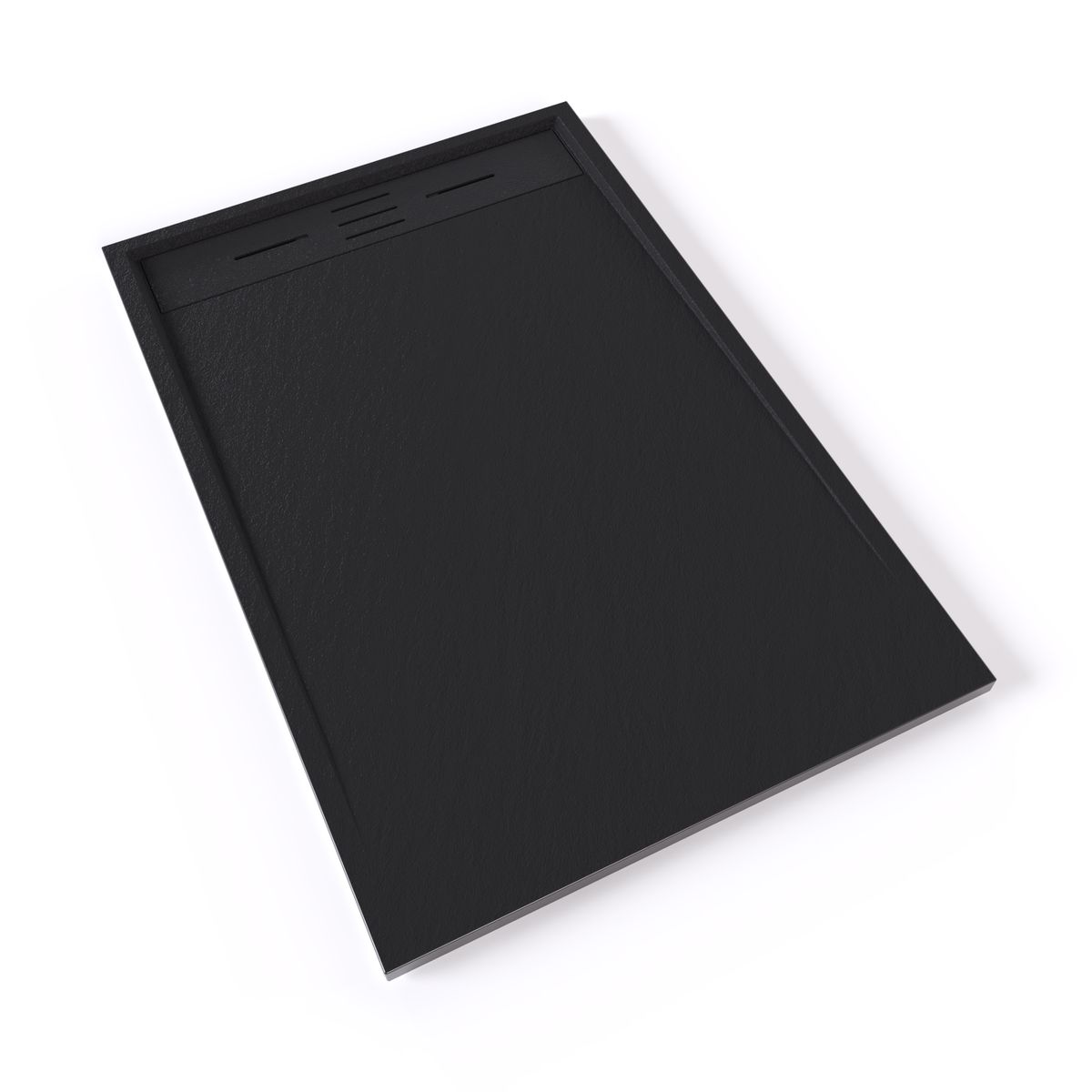 SMC Duschwanne Hiemal in Schieferoptik inkl. Ablaufgarnitur Schwarz 90x120 cm