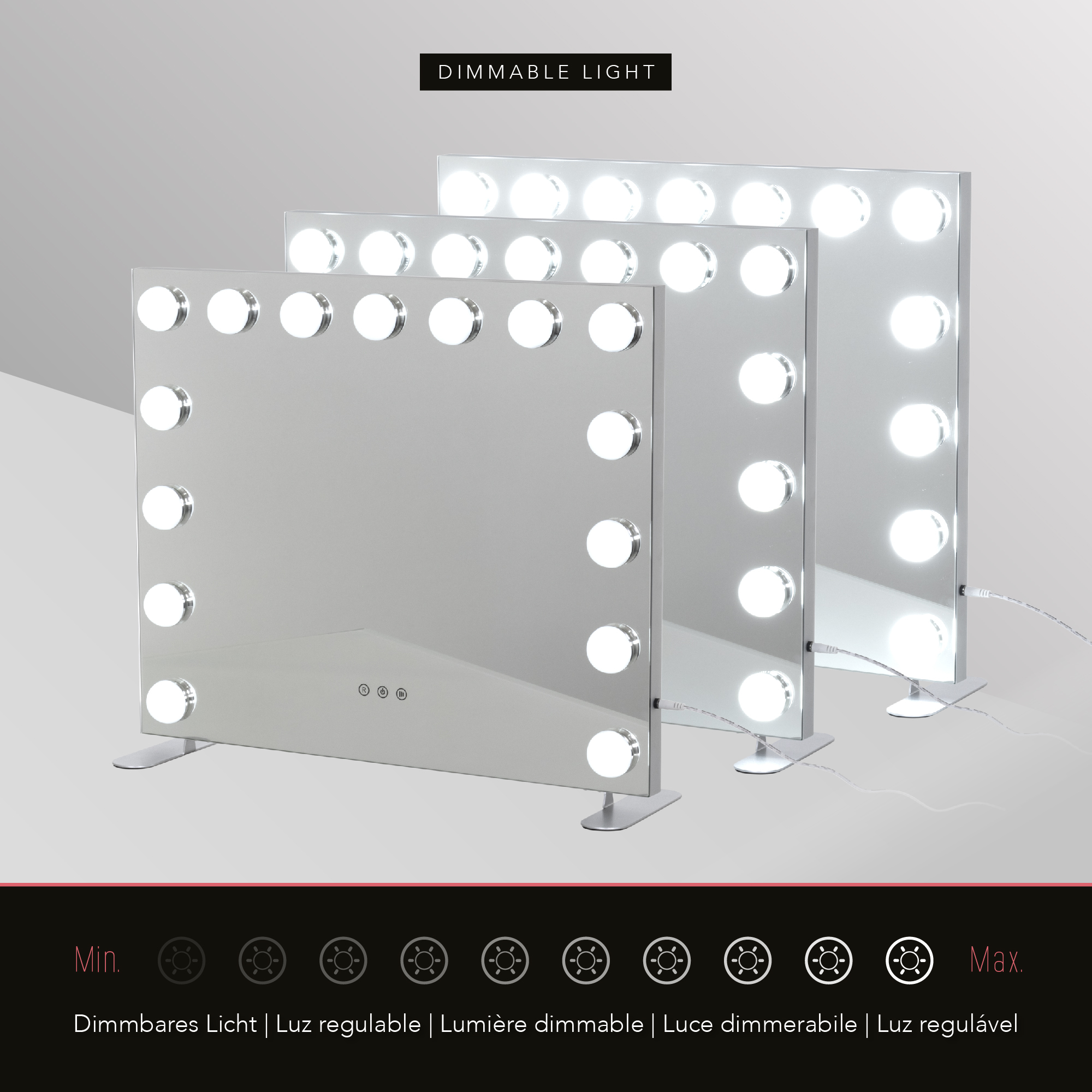 Schminkspiegel Bulb PROP mit 15 dimmbaren LED-Lampen Weiß Schminkspiegel Bulb PROP mit 15 dimmbaren LED-Lampen Weiß