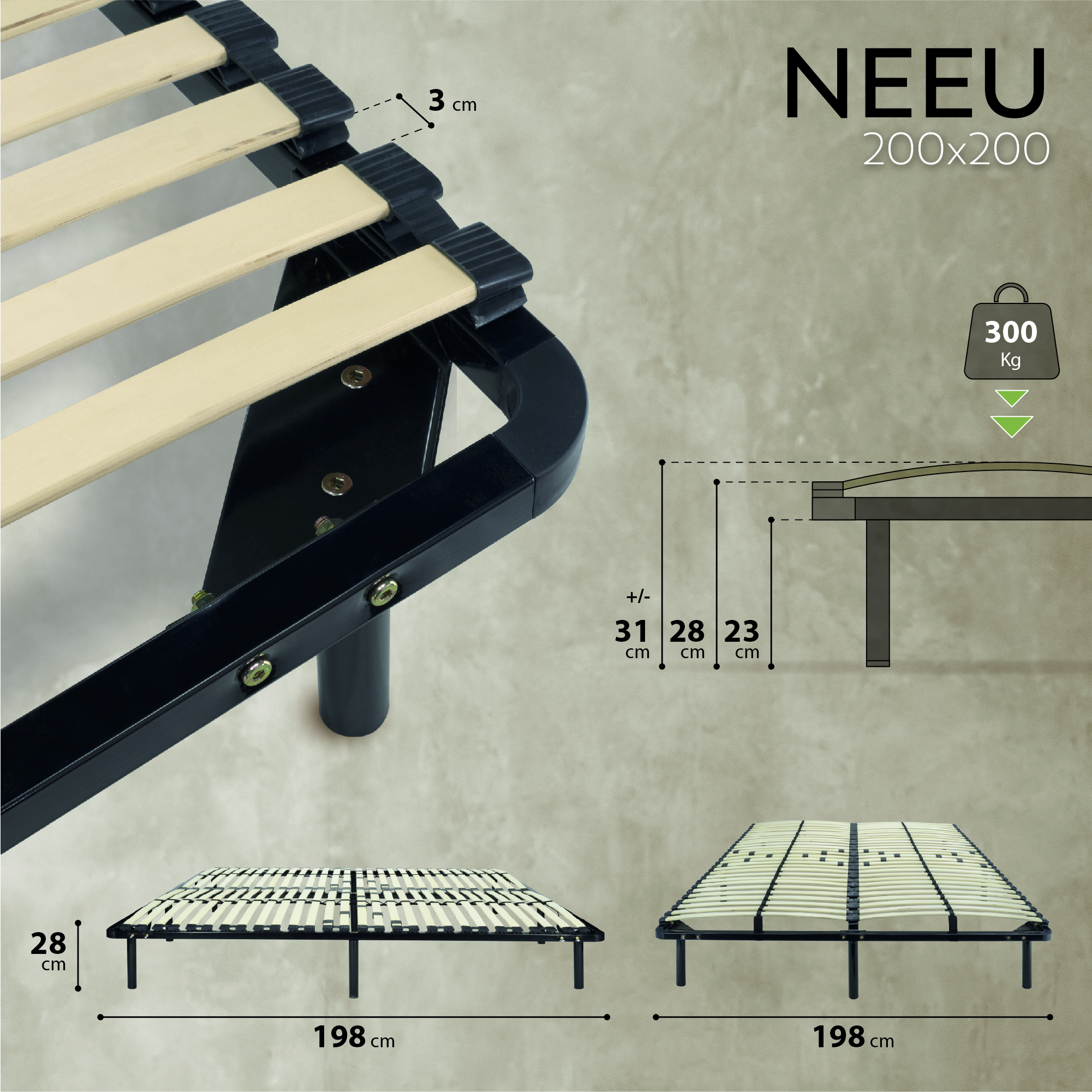 Lattenrost 200x200 8F NEU