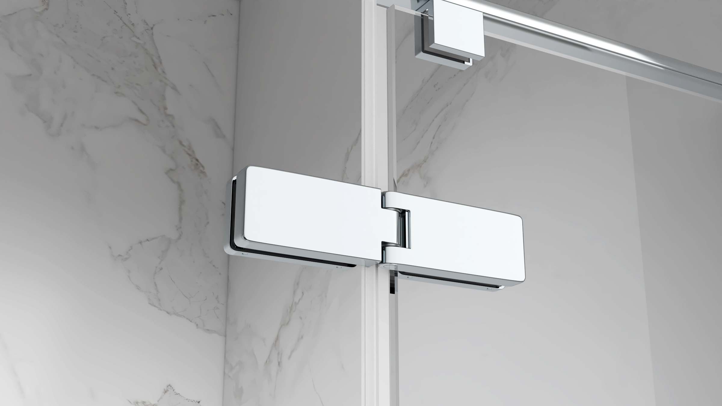 Eckeinstieg Jayla mit Drehtüren und verchromten Profilen aus ESG Sicherheitsglas 190 cm-90x90 cm