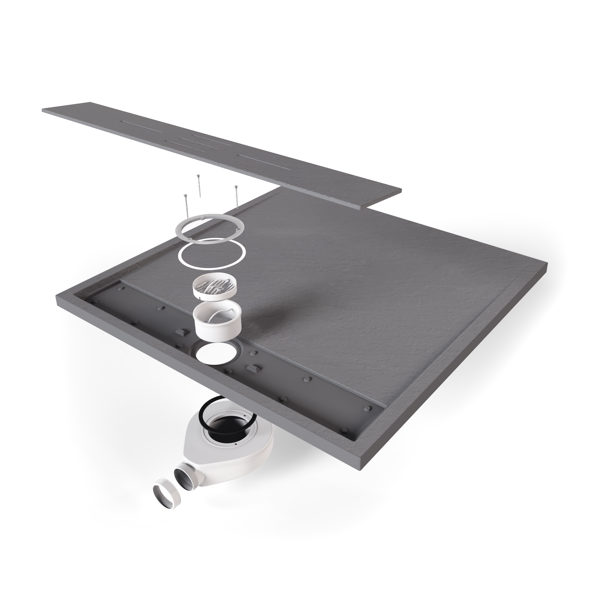 SMC Duschwanne Hiemal in Schieferoptik inkl. Ablaufgarnitur Grau SMC Duschwanne Hiemal in Schieferoptik inkl. Ablaufgarnitur Grau 90x100 cm