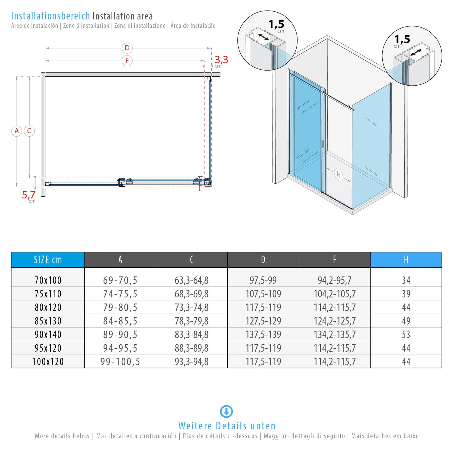 Fronteinstieg Viola mit Schiebetür aus 8 mm ESG Sicherheitsglas