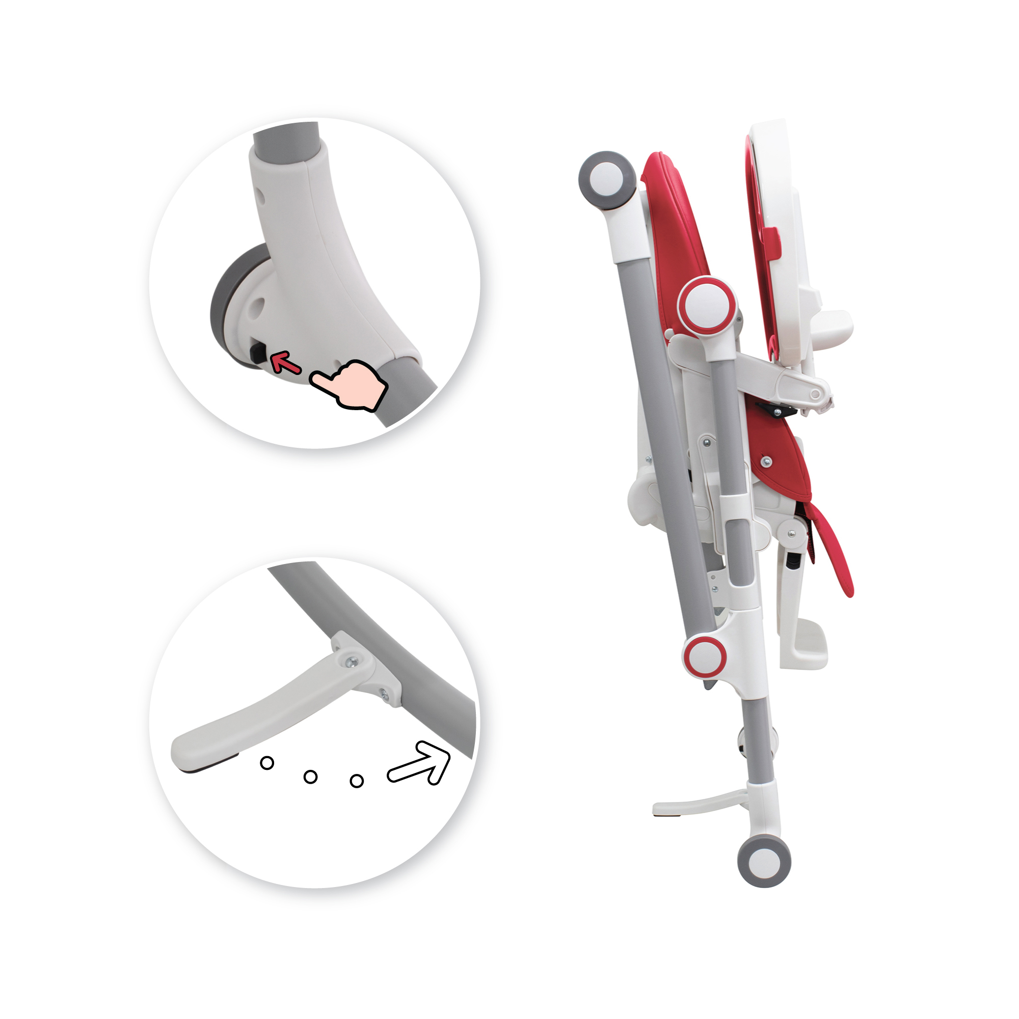 Kinderhochstuhl HUGO Babystuhl Verstellbar Klappbar Rot Kinderhochstuhl HUGO Babystuhl Verstellbar Klappbar Rot