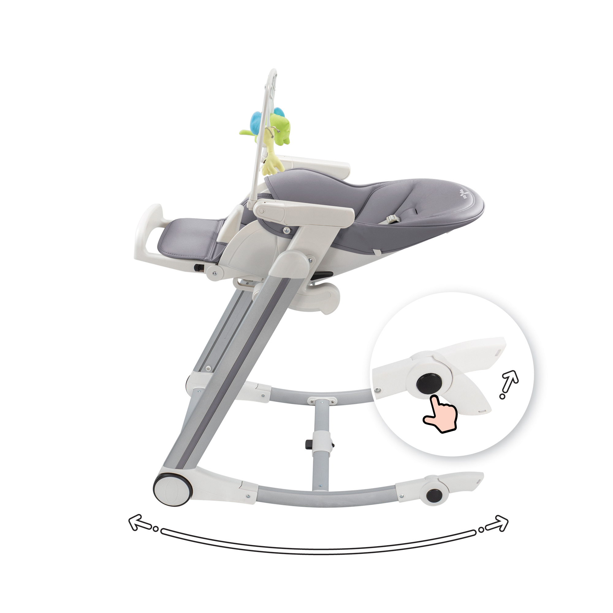 Kinderhochstuhl ADELLE Verstellbar und Klappbar inkl. Spielebogen Grau-Grau Kinderhochstuhl ADELLE Verstellbar und Klappbar inkl. Spielebogen Grau-Grau