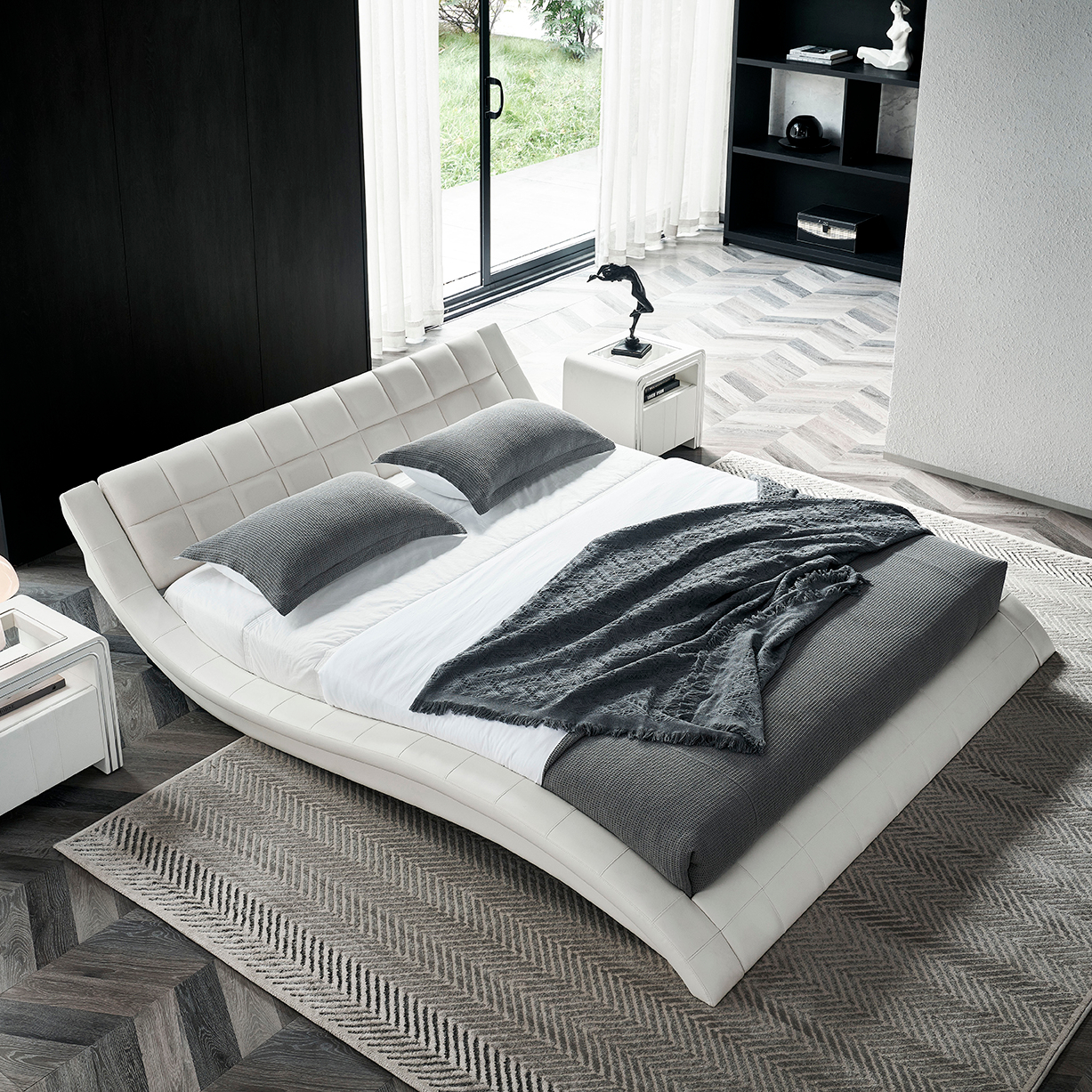 Design Polsterbett Raul in Weiss 200x200 cm
