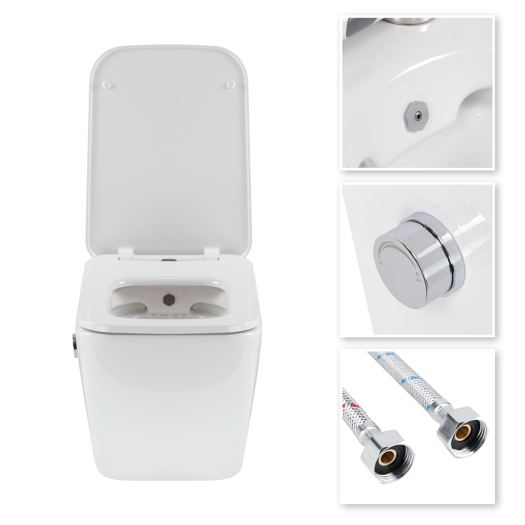 Dusch-WC Cube Fresh mit Bidetfunktion, spülrandloses Wand-WC in Weiß Dusch-WC Cube Fresh mit Bidetfunktion, spülrandloses Wand-WC in Weiß