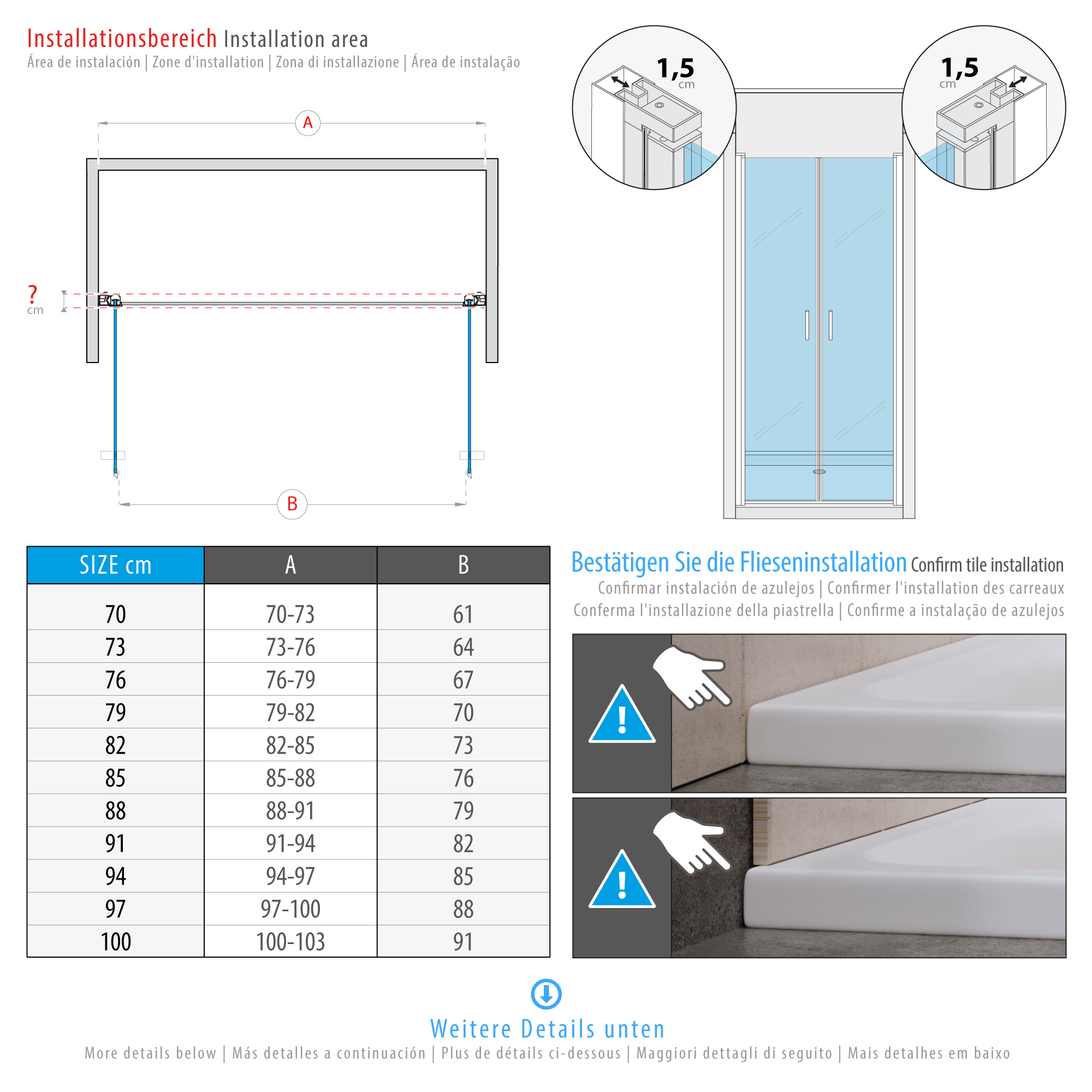Duschtür Stella mit Pendeltüren aus ESG Sicherheitsglas