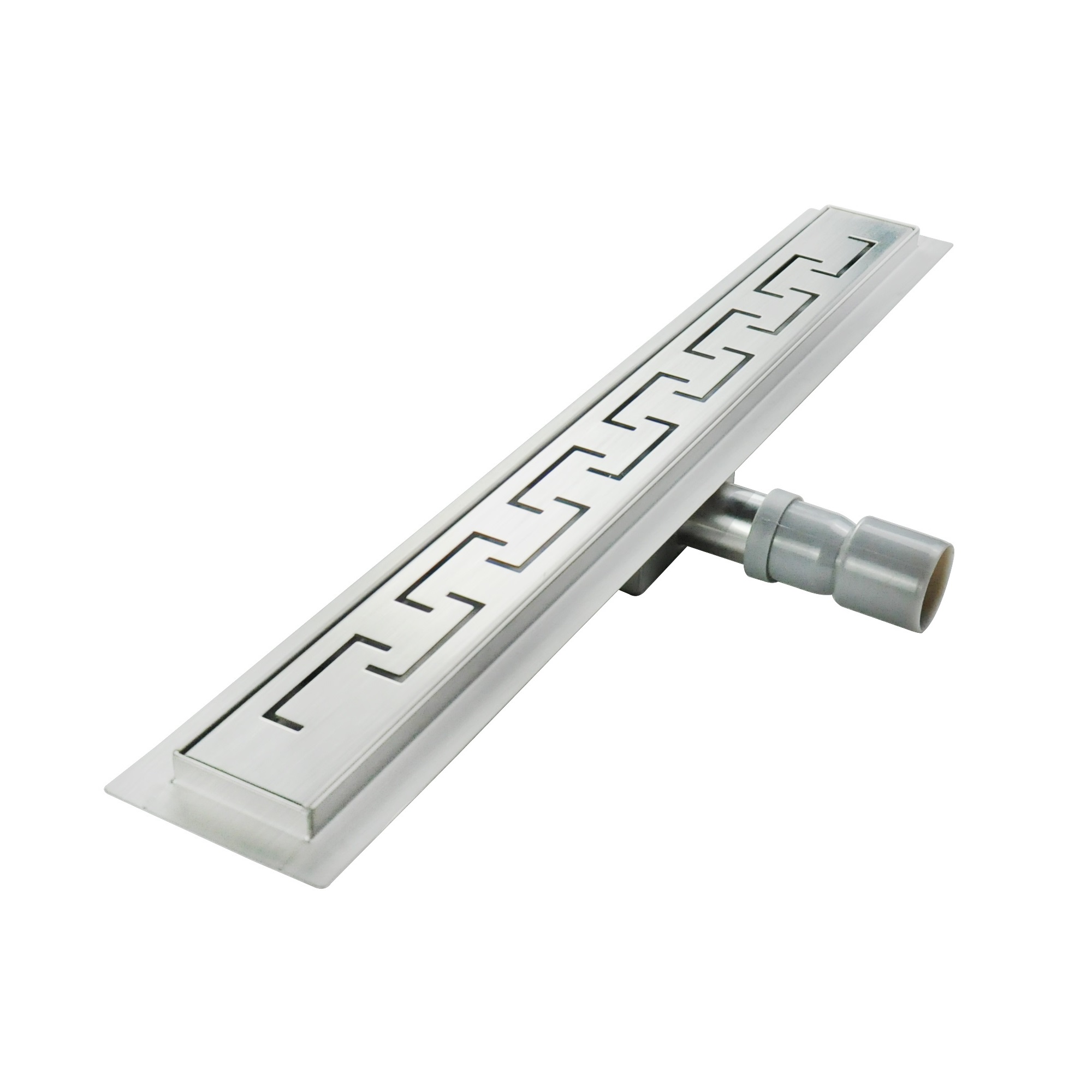 Duschrinne R4 aus Edelstahl für flache Installation mit griechischem Muster