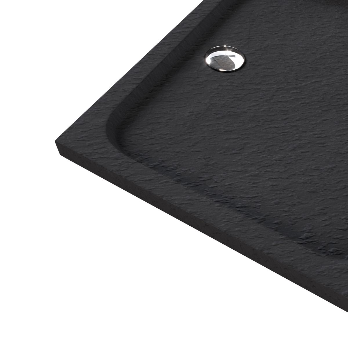 Duschwanne Shimmer STONE aus Sanitäracryl inkl. Ablaufgarnitur - Schwarz 95x95 cm