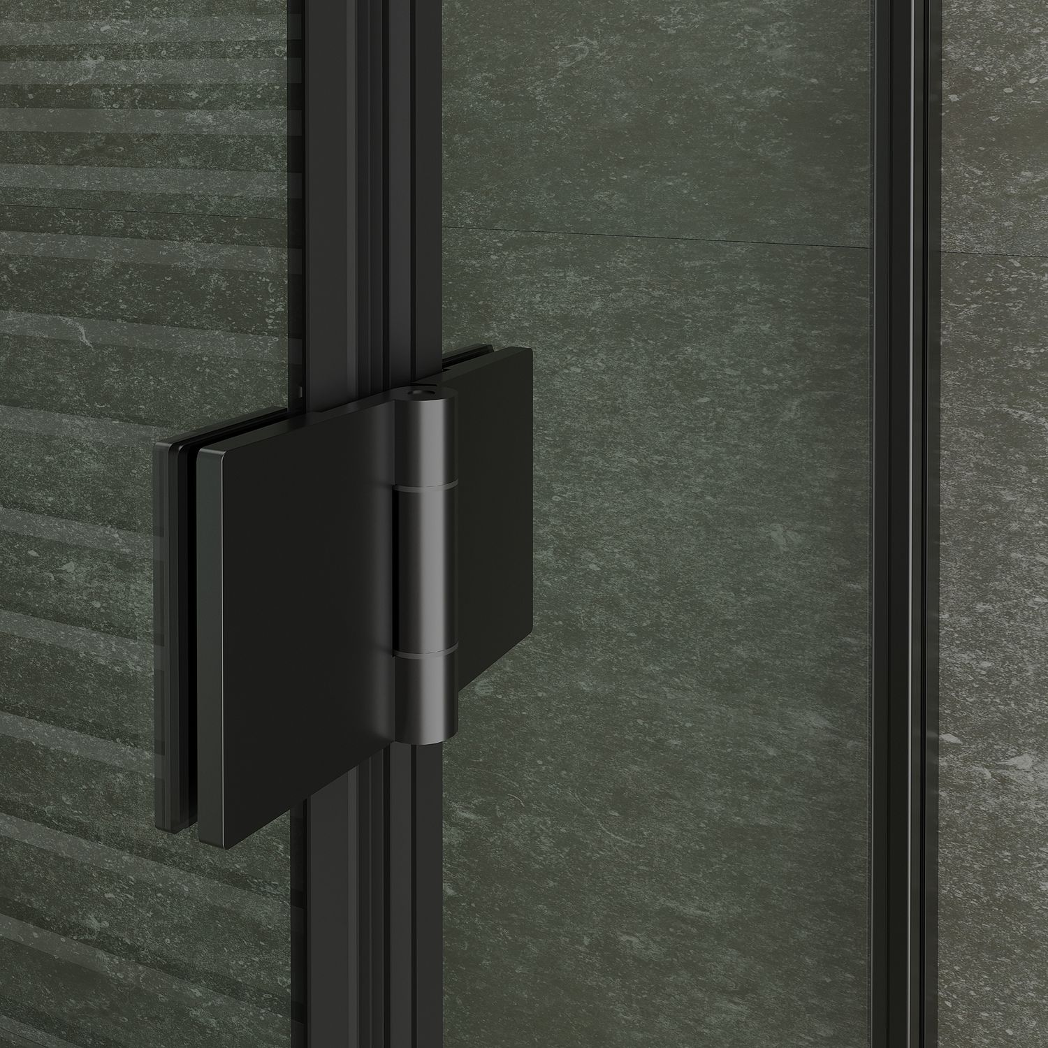 Eckeinstieg Belle mit Falttüren und schwarzen Profilen aus ESG Sicherheitsglas