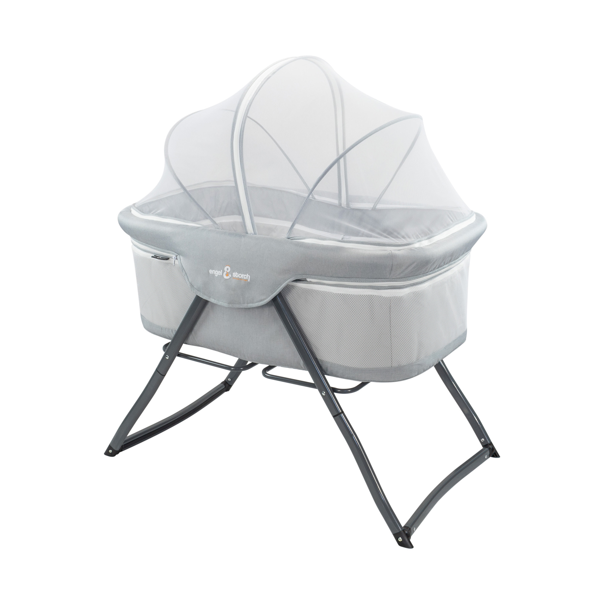 Reisebett BEBITO inkl. Moskitohaube und Tragetasche Hellgrau