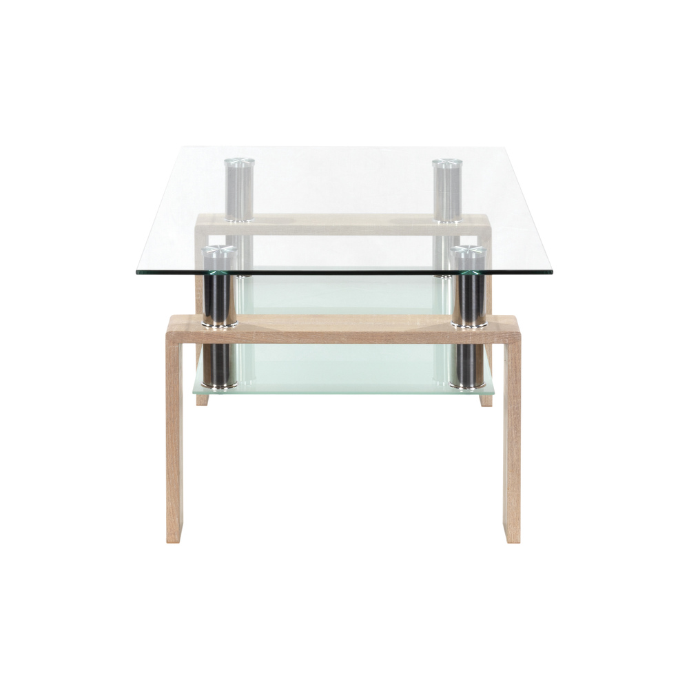 Couchtisch PORTER aus Glas/Metall mit Holz in Eichfarbe