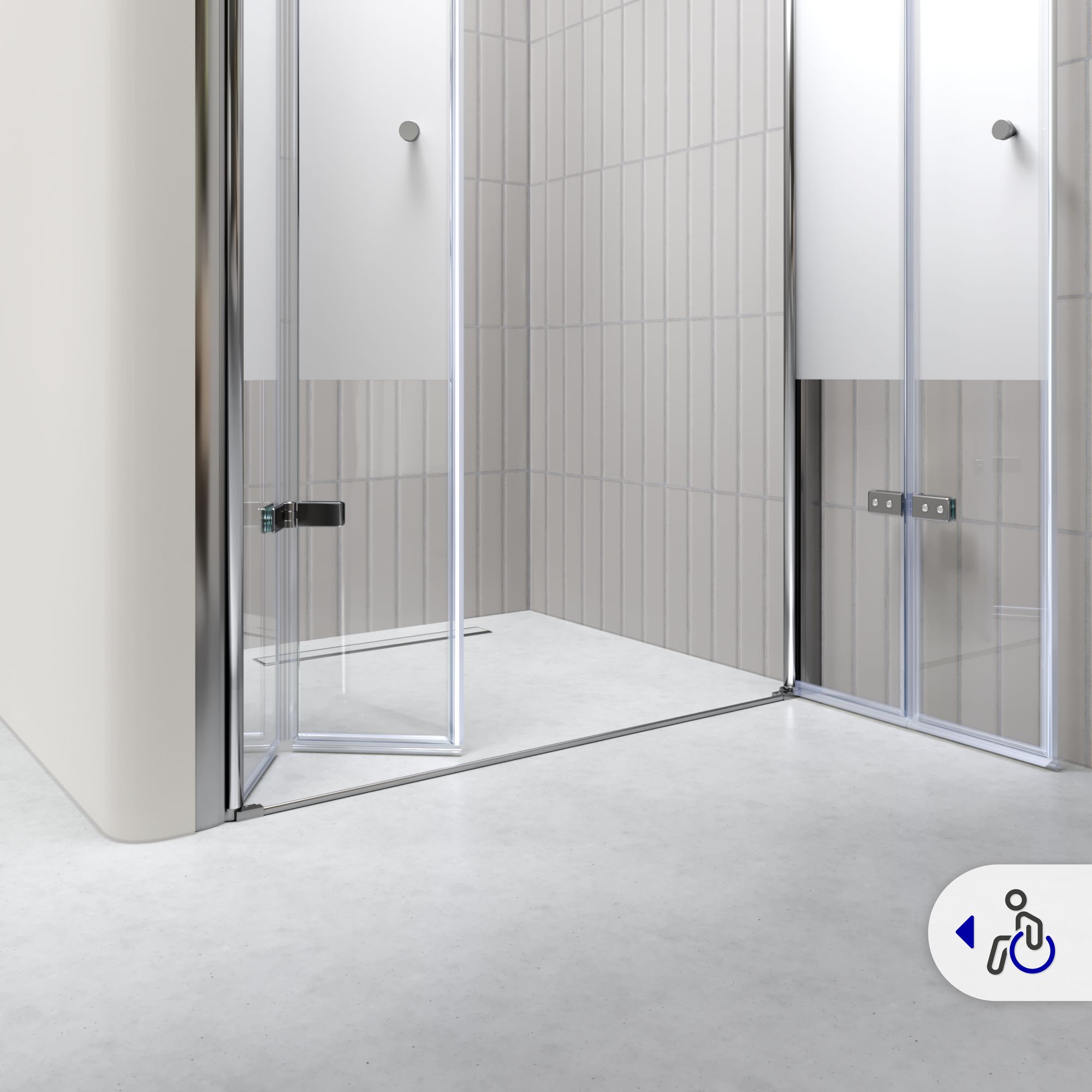 Duschtür Lena mit Falttüren aus teilsatiniertem ESG Sicherheitsglas Duschtür Lena mit Falttüren aus teilsatiniertem ESG Sicherheitsglas