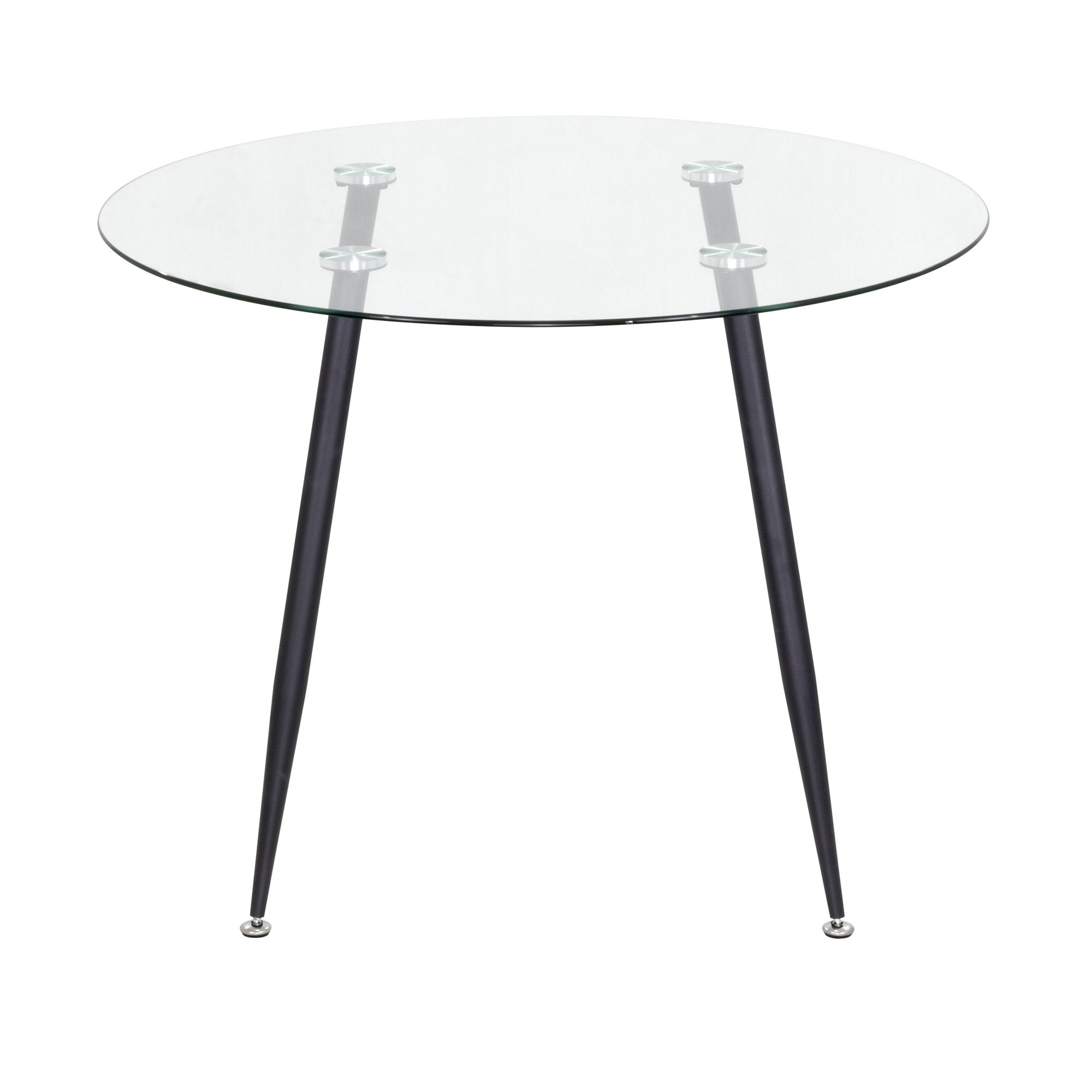 Esszimmer-Tisch CORIN | Tischplatte: Transparentes Glas | Beine: Schwarz Esszimmer-Tisch CORIN | Tischplatte: Glas in weißer Marmor Optik | Beine: Weiß 80 cm