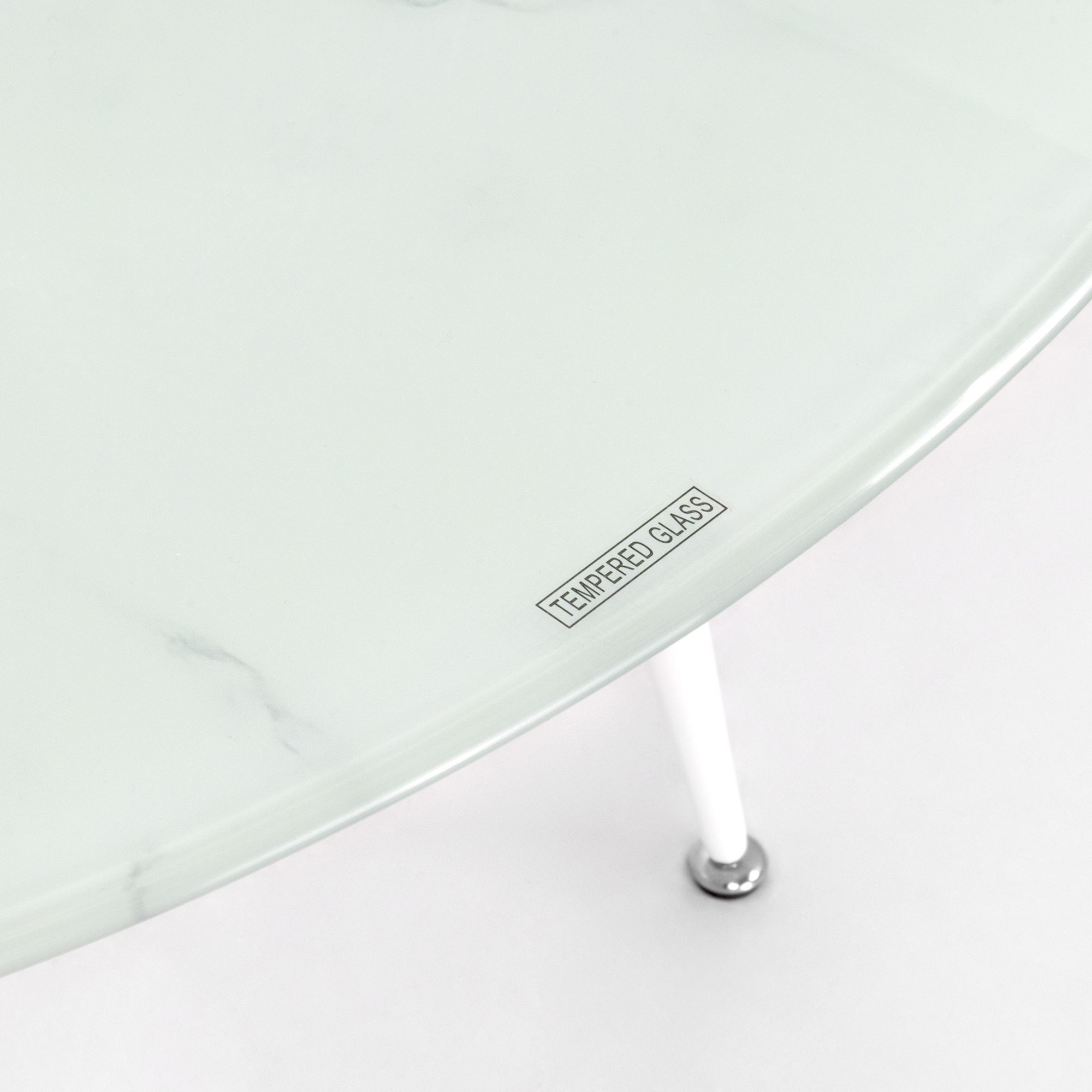 Esszimmer-Tisch CORIN | Tischplatte: Glas in weißer Marmor Optik | Beine: Weiß Esszimmer-Tisch CORIN | Tischplatte: Glas in weißer Marmor Optik | Beine: Weiß 80 cm