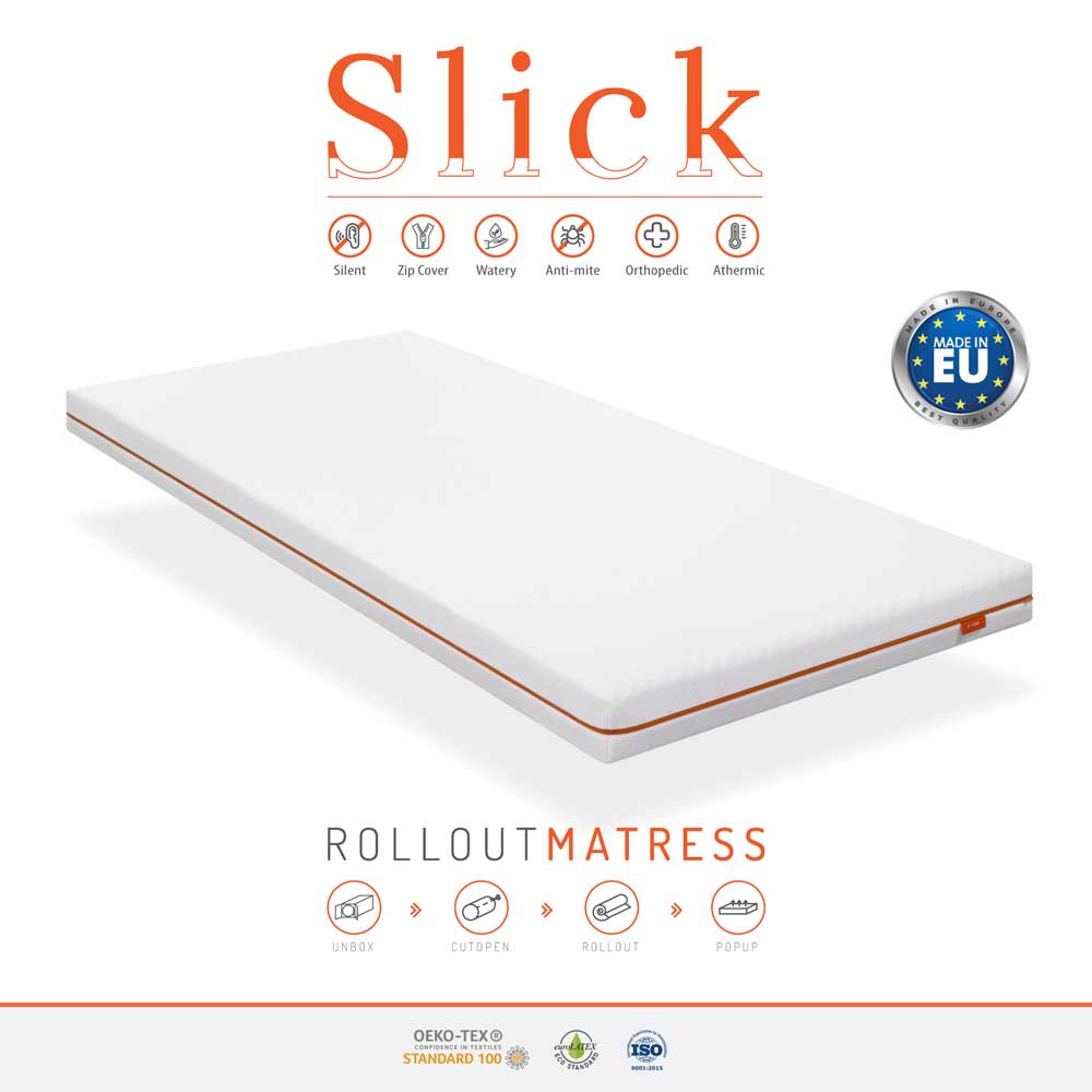 Mattress Slick made of 12cm PUR foam with removable cover. Mattress Slick made of 12cm PUR foam with removable cover.