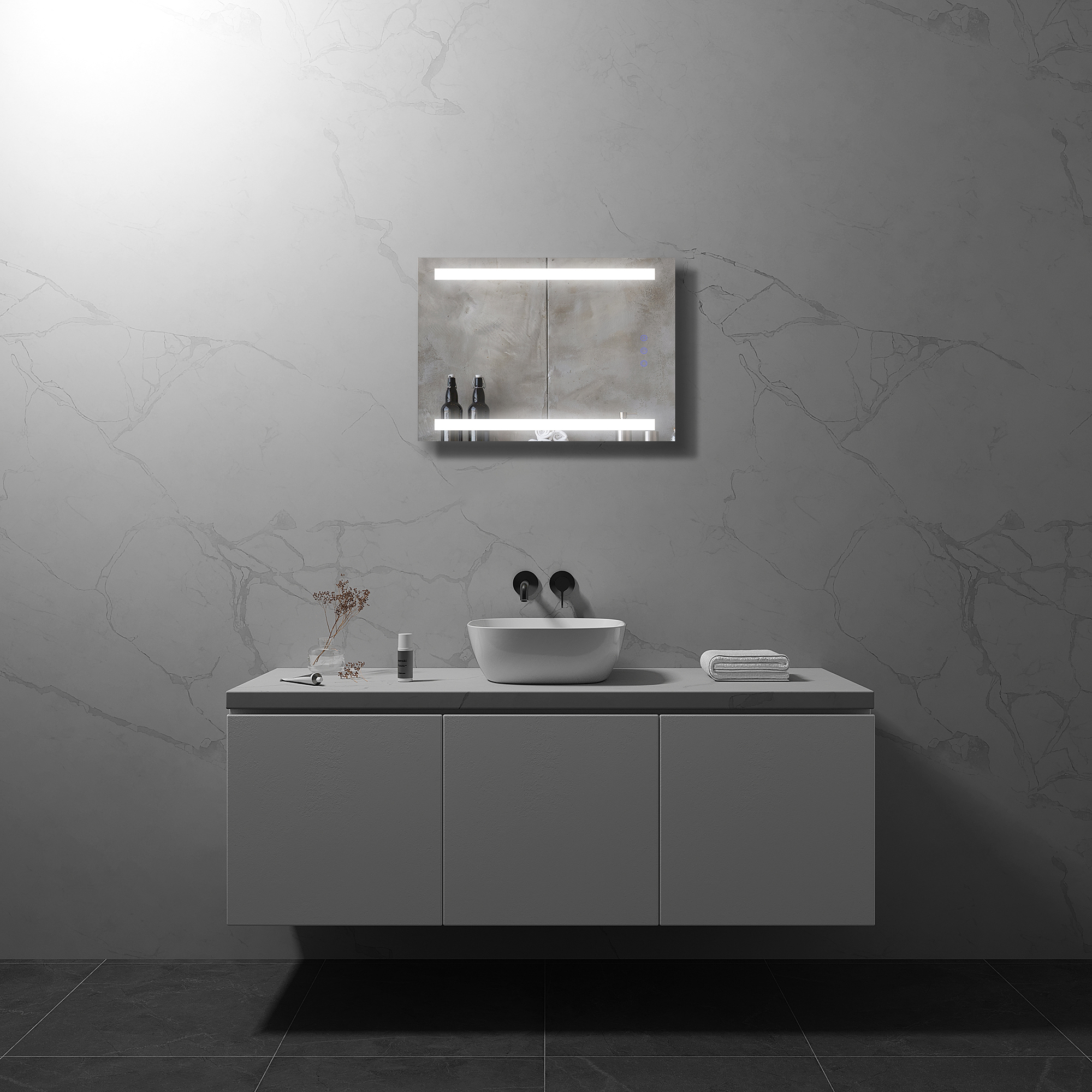 LED Badezimmer Spiegel Beam mit 2 dimmbaren Lichtstreifen, Antibeschlag-Funktion und Farbwechsel