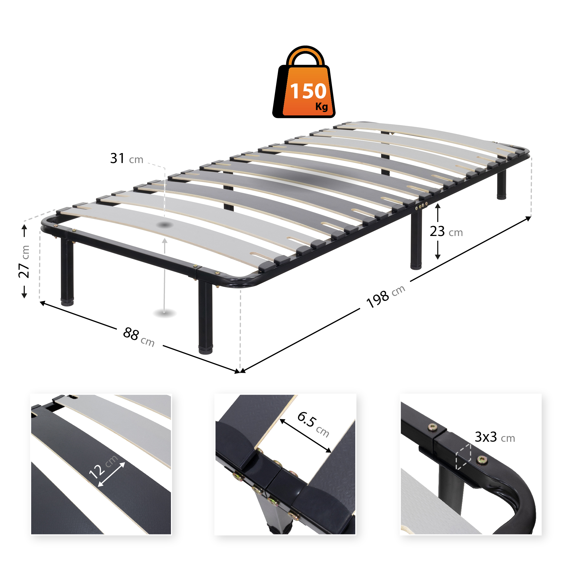 Metallbett Deck mit Breiten Latten für alle Betten und Matratzen geeignet 90x200 cm