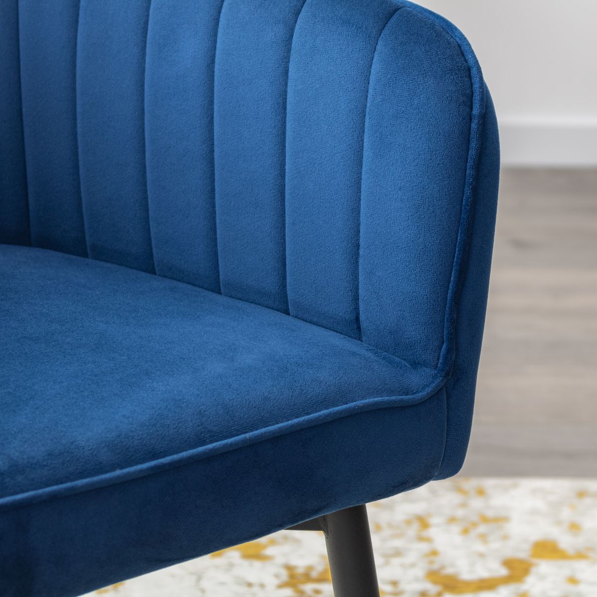 Esszimmerstuhl Wohnzimmerstuhl Dahlia Blau aus Kunstleder